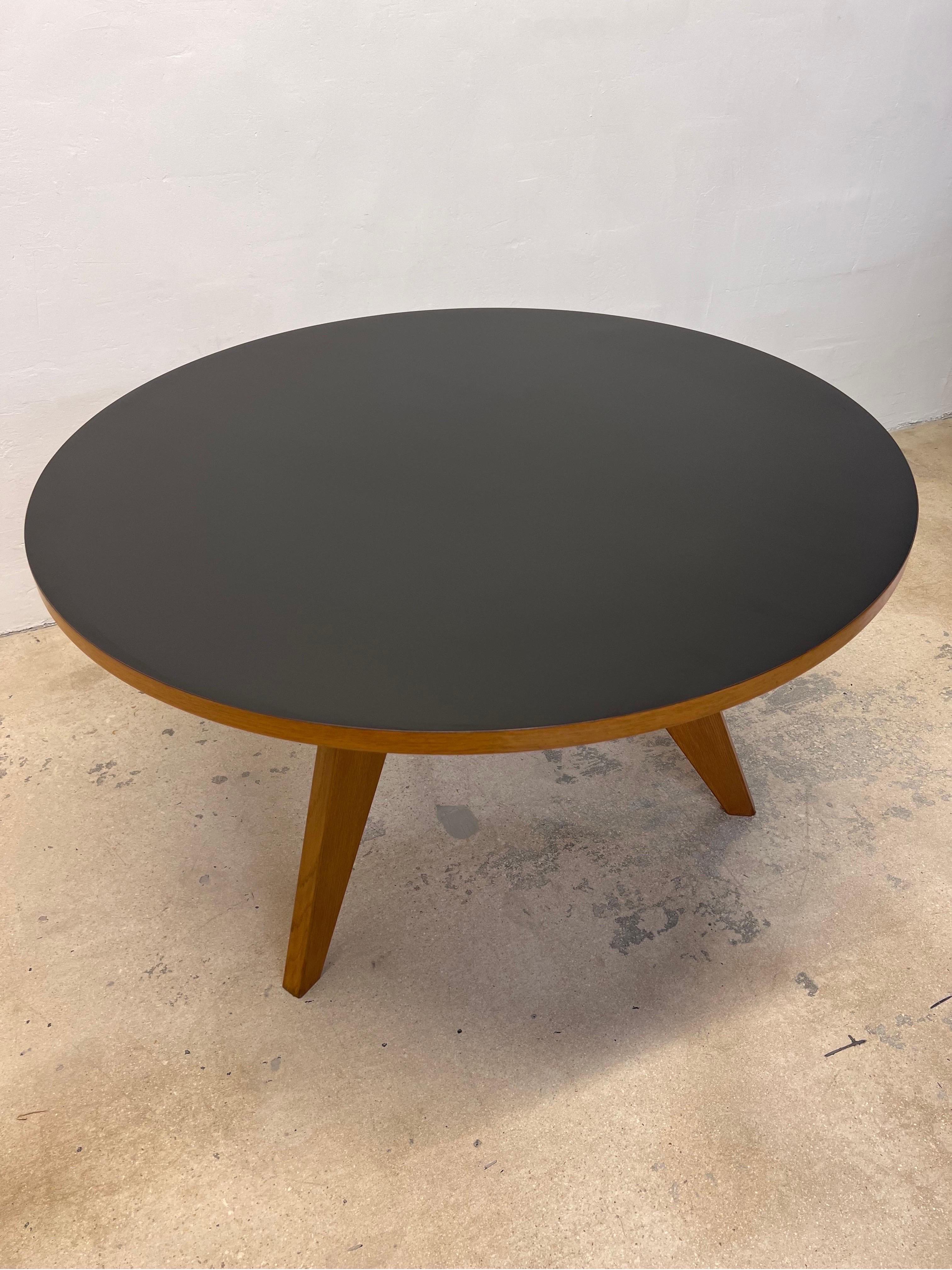 20th Century Jean Prouve Gueridon Dining Table in Oak with Matte Black Top for Vitra, 2002