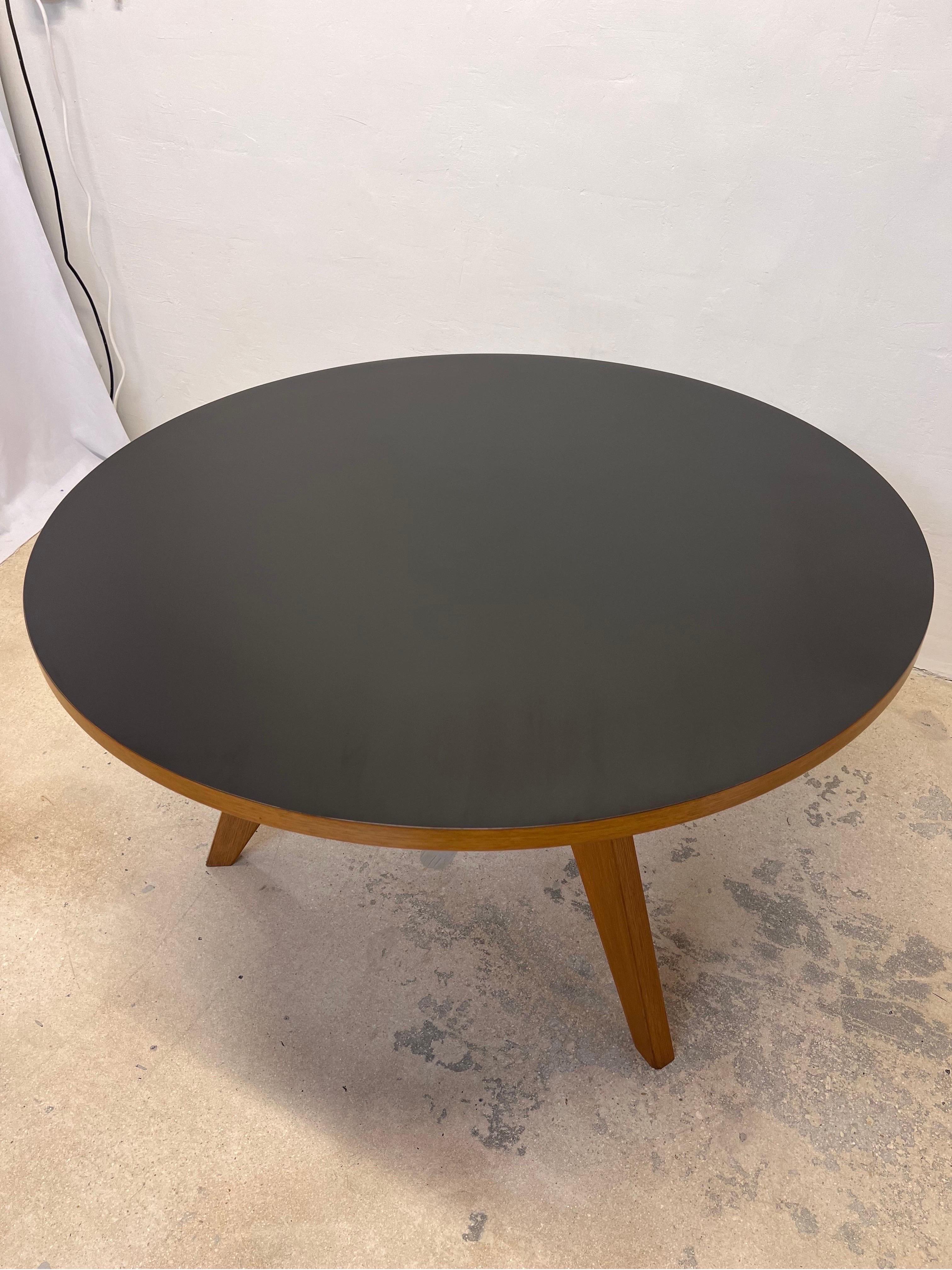 Laminate Jean Prouve Gueridon Dining Table in Oak with Matte Black Top for Vitra, 2002