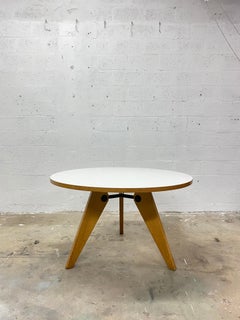 Jean Prouve 'Gueridon' Round Dining Table with White Laminate Top for Vitra