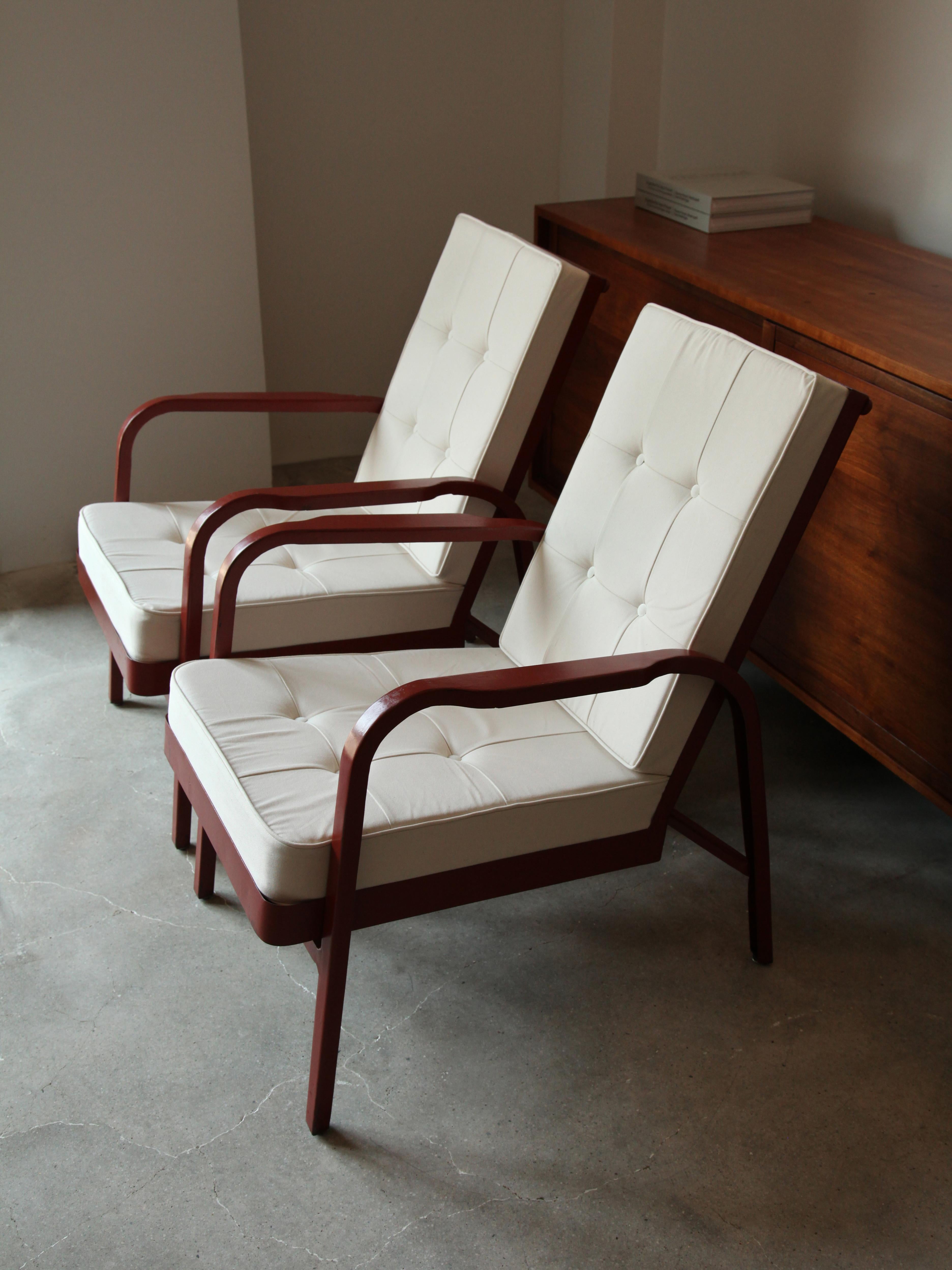 Jean Prouvé & Jules Leleu, Pair of Armchairs, circa 1936 In Excellent Condition In Brooklyn, NY