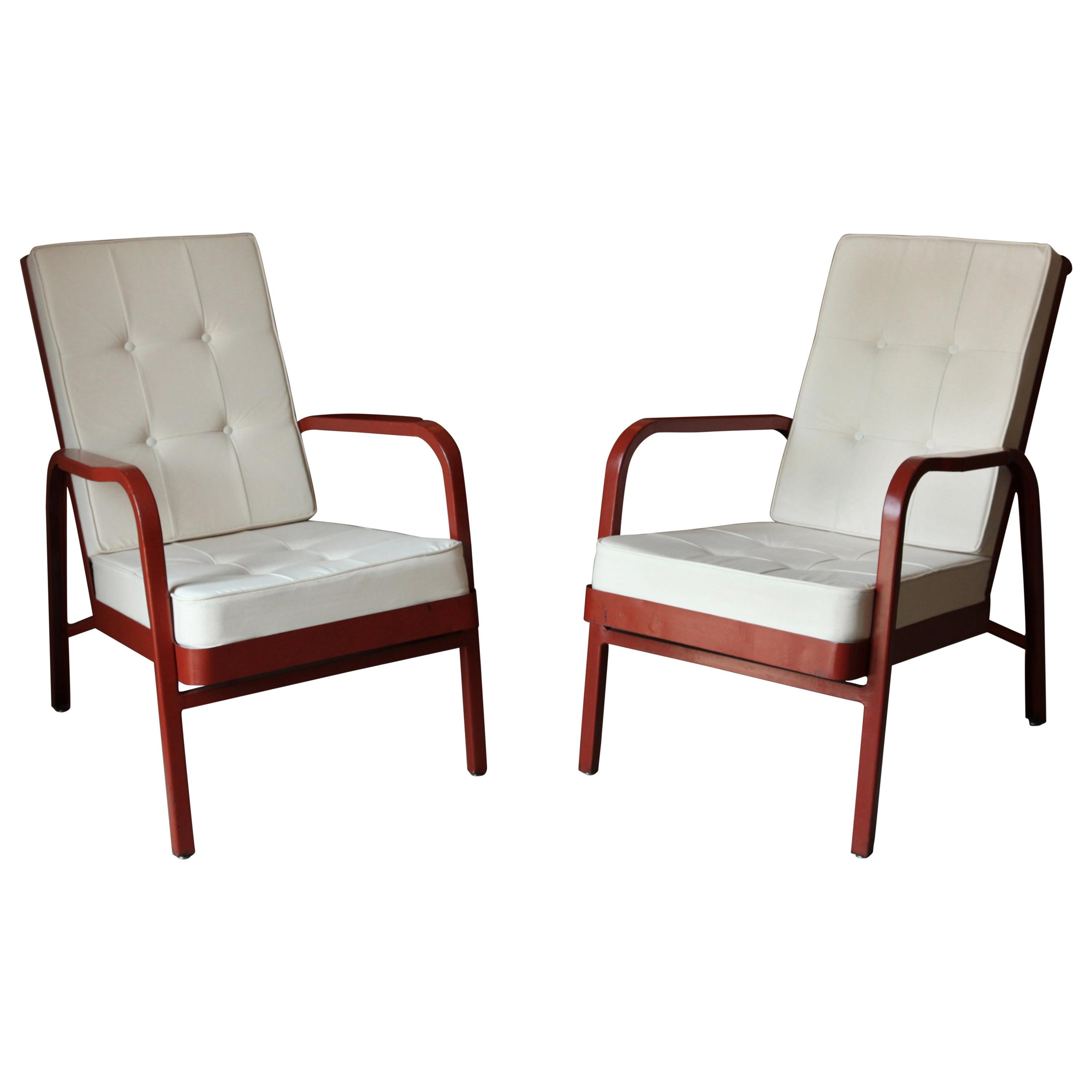 Jean Prouvé & Jules Leleu, Pair of Armchairs, circa 1936