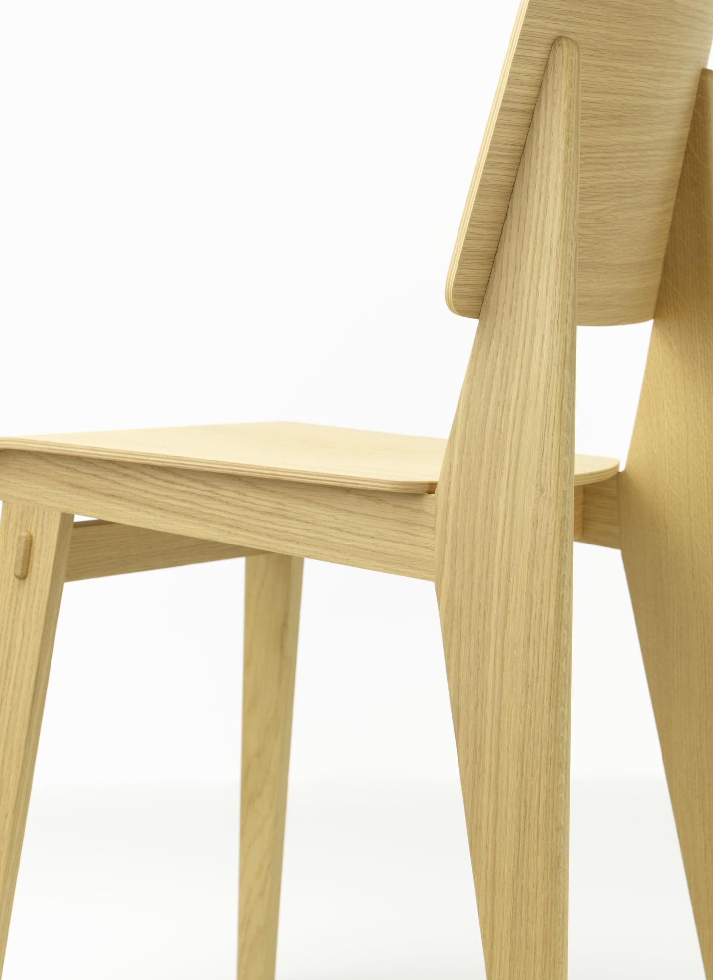 Jean Prouvé Light Oak Chaise Tout Bois Chair by Vitra 9