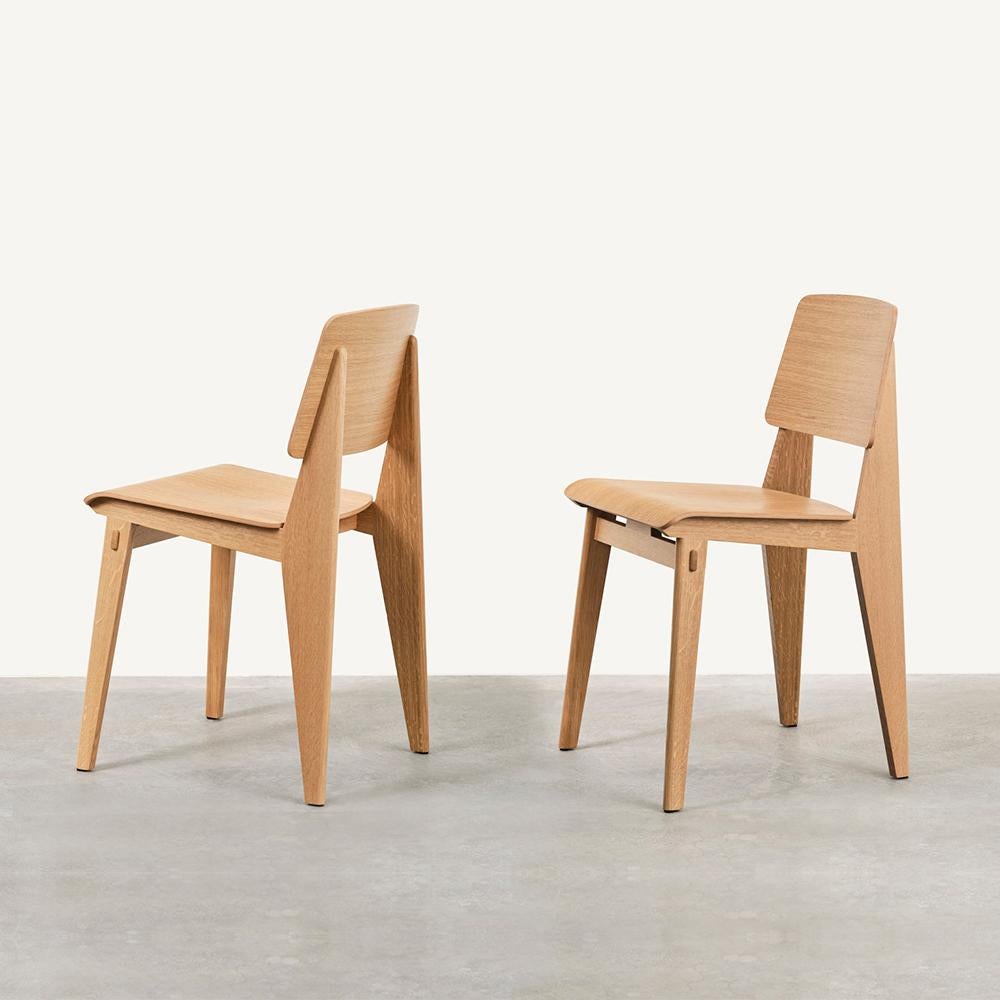 Chair designed by Jean Prouvé in 1941.
Manufactured by Vitra, Switzerland.

Chaise Tout Bois is the only chair by the French 'constructeur' and designer Jean Prouvé that is made entirely out of wood. The design is very similar to Prouvé's famous