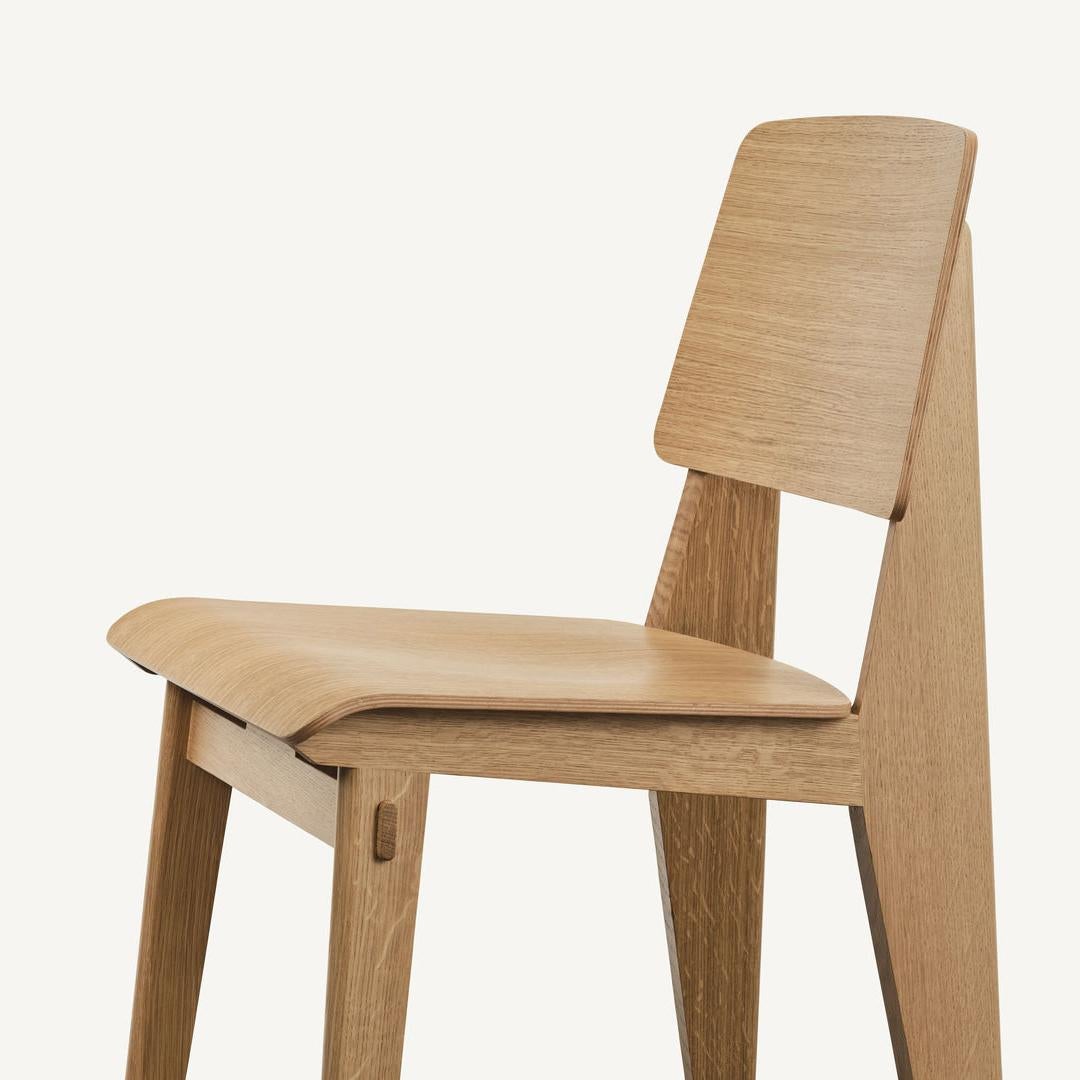 Swiss Jean Prouvé Light Oak Chaise Tout Bois Chair by Vitra