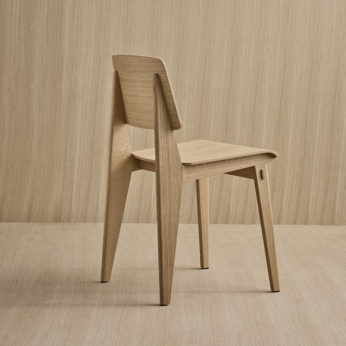 Contemporary Jean Prouvé Light Oak Chaise Tout Bois Chair by Vitra