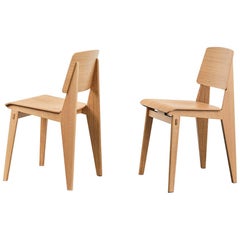 Jean Prouvé Light Oak Chaise Tout Bois Chair by Vitra