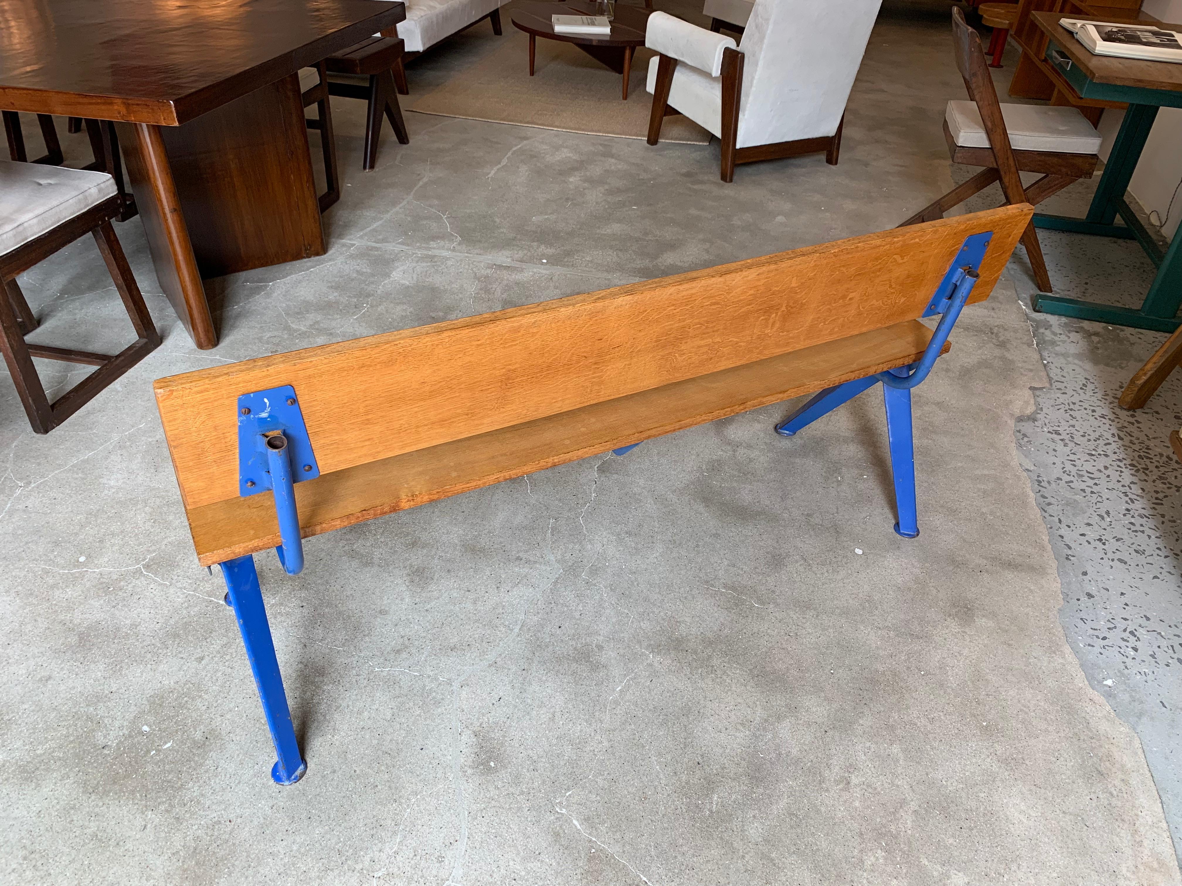 Mid-Century Modern Jean Prouvé Marcoule Bench from the CEA, Marcoule, circa 1954
