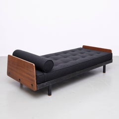 Jean Prouve Mid-Century Modern Black Metal and Wood Daybed, circa 1950