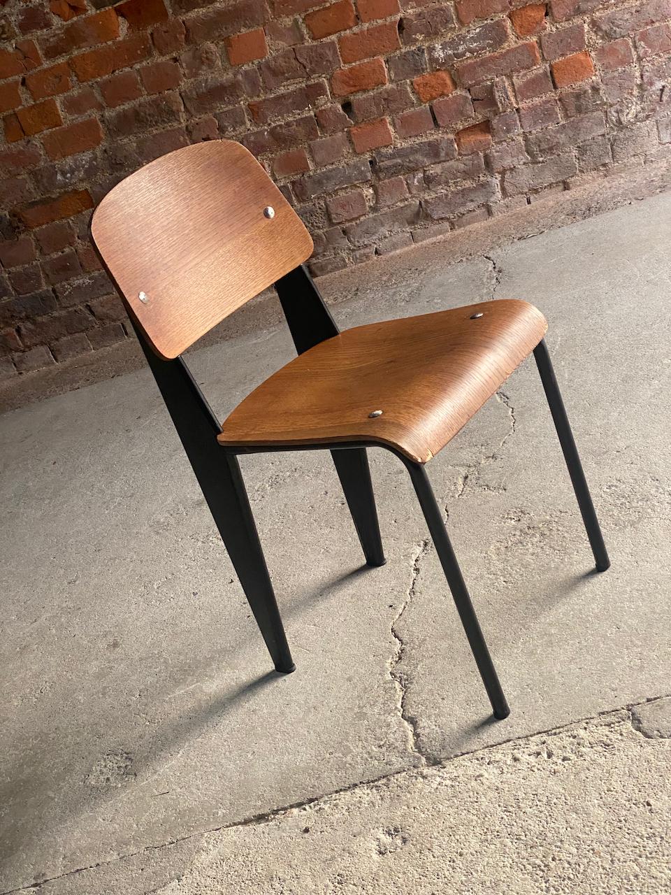 Jean Prouvé Model 305 Black Standard Chair by Atelier Prouvé circa 1950 For Sale 2