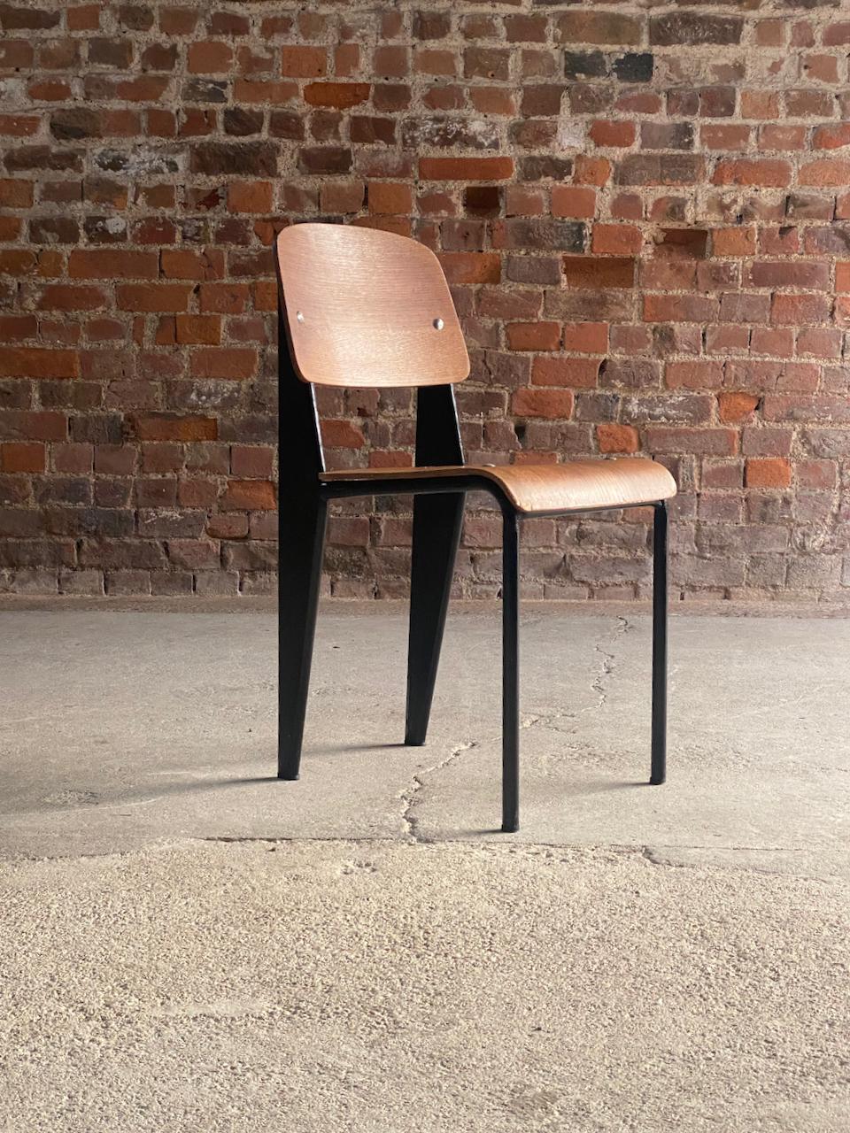 Jean Prouvé Model 305 Black Standard Chair by Atelier Prouvé circa 1950 For Sale 3