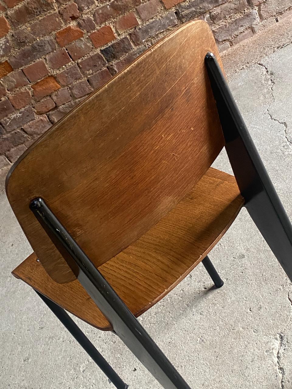 Mid-Century Modern Jean Prouvé Model 305 Black Standard Chair by Atelier Prouvé circa 1950 For Sale