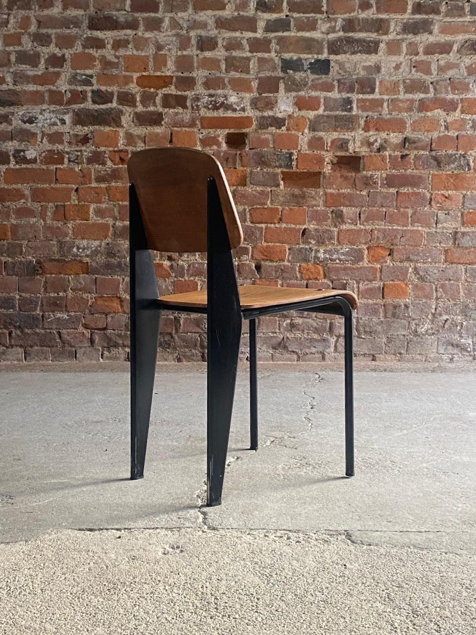 Steel Jean Prouvé Model 305 Black Standard Chair by Atelier Prouvé circa 1950 For Sale