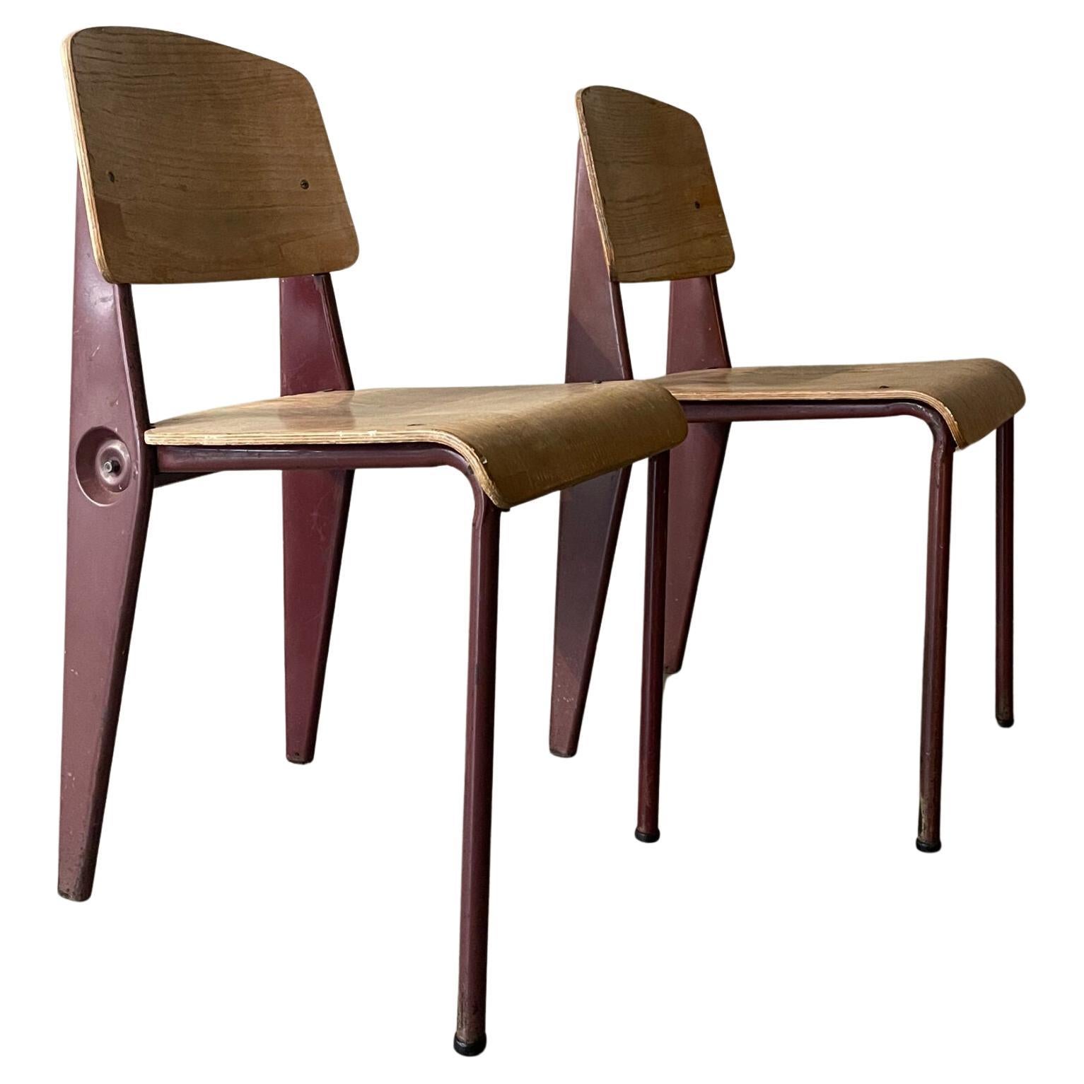 Jean Prouvé Pair of Demountable ‘Semi-Metal’ Chairs, Model No. 300