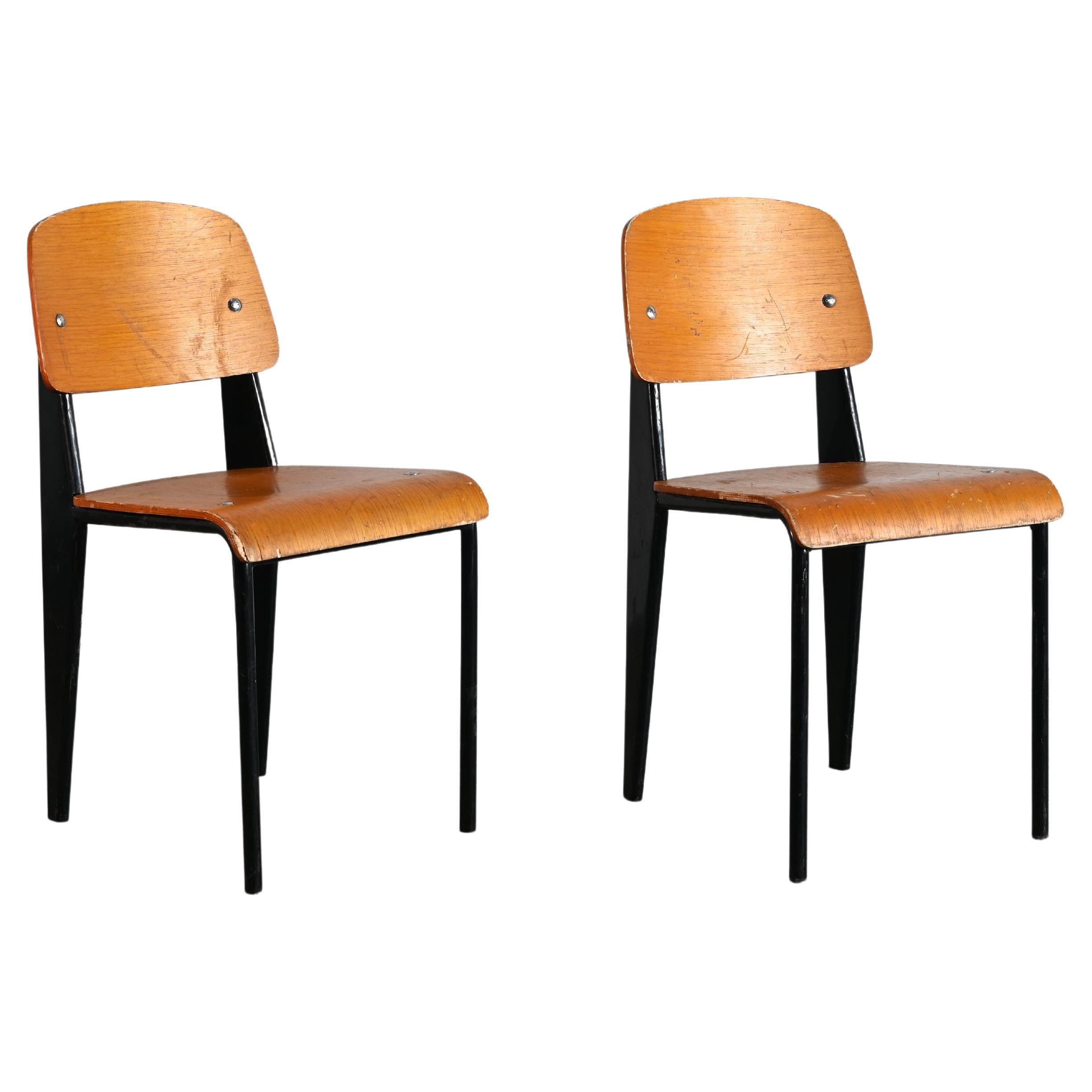 Jean Prouvé Pair of "Standard Chairs" / Authentic Mid-Century Modern