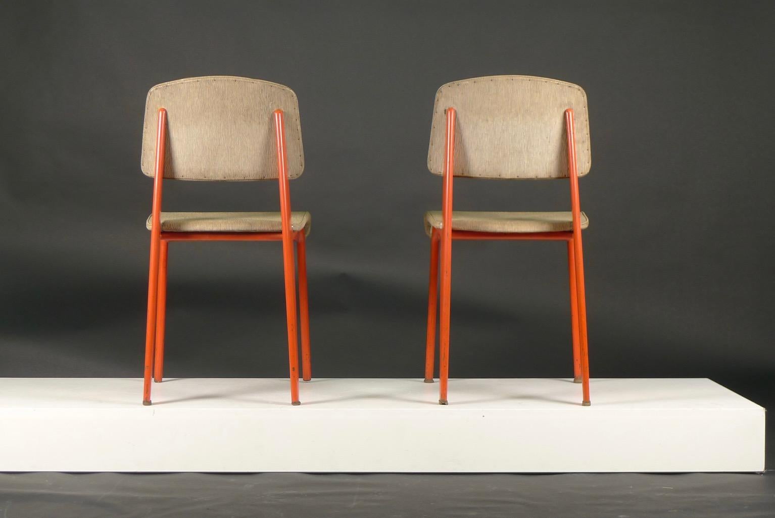 Mid-Century Modern Jean Prouvé, Pair of Standard Chairs, model 306, circa 1950 For Sale