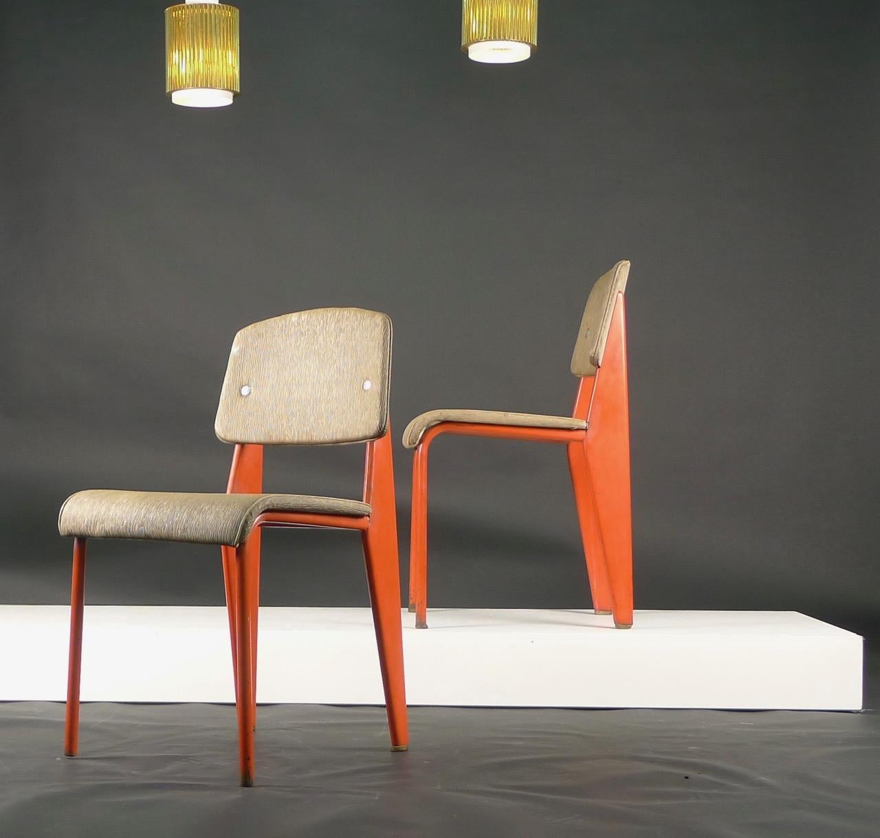 Mid-20th Century Jean Prouvé, Pair of Standard Chairs, model 306, circa 1950 For Sale