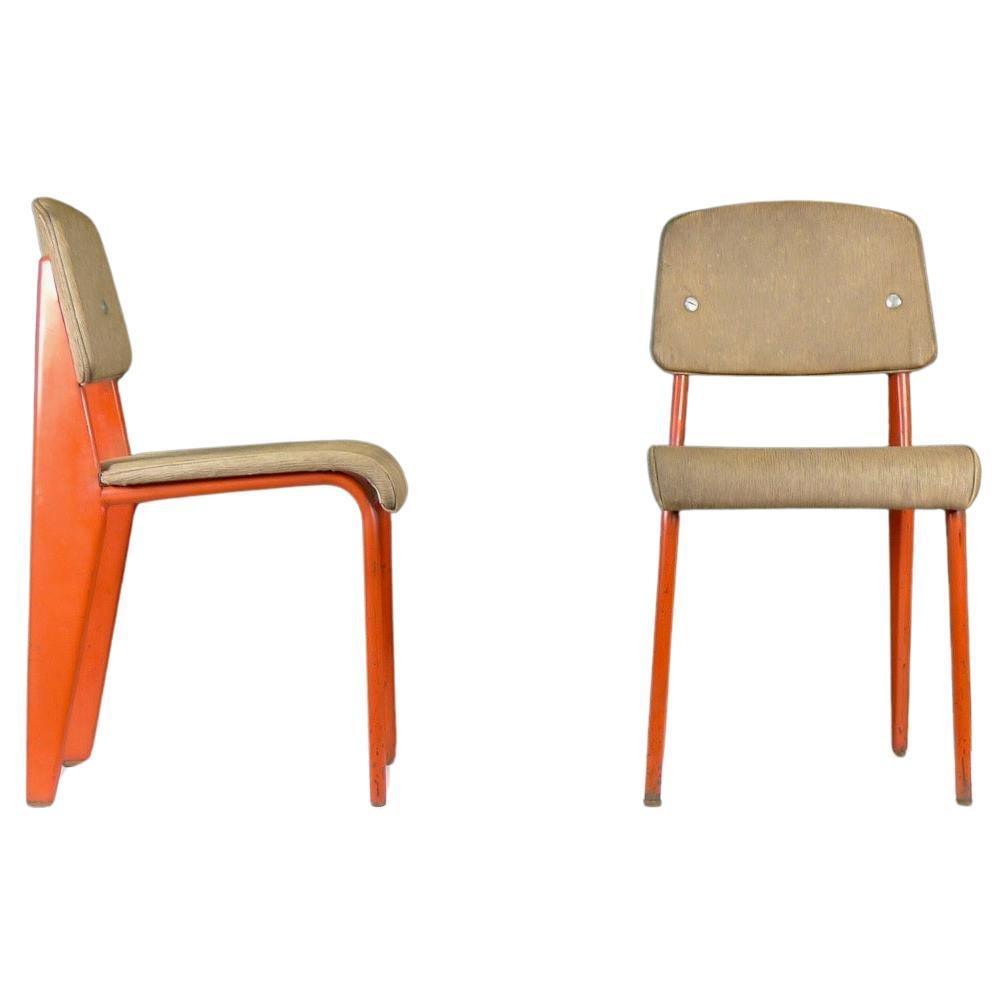 Jean Prouvé, Pair of Standard Chairs, model 306, circa 1950 For Sale
