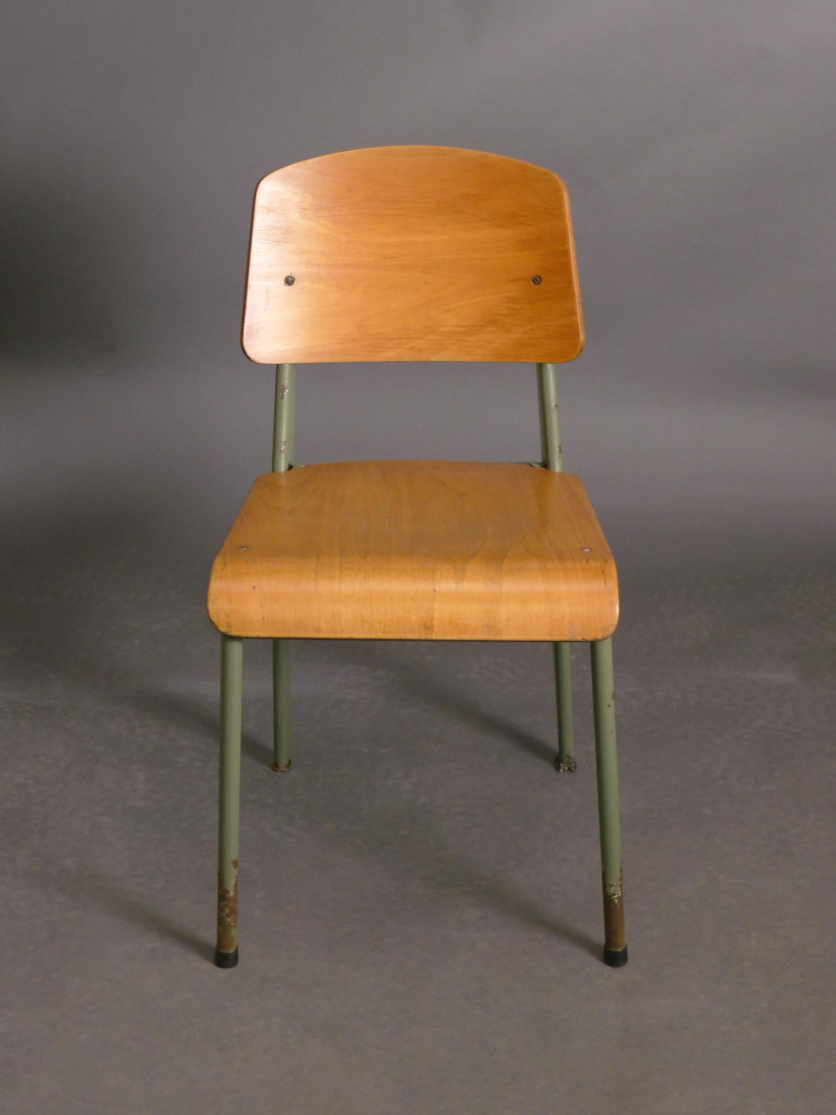 Jean Prouvé, Rare Original 'Demountable' Chair, Birch and Steel, circa 1950-2 4