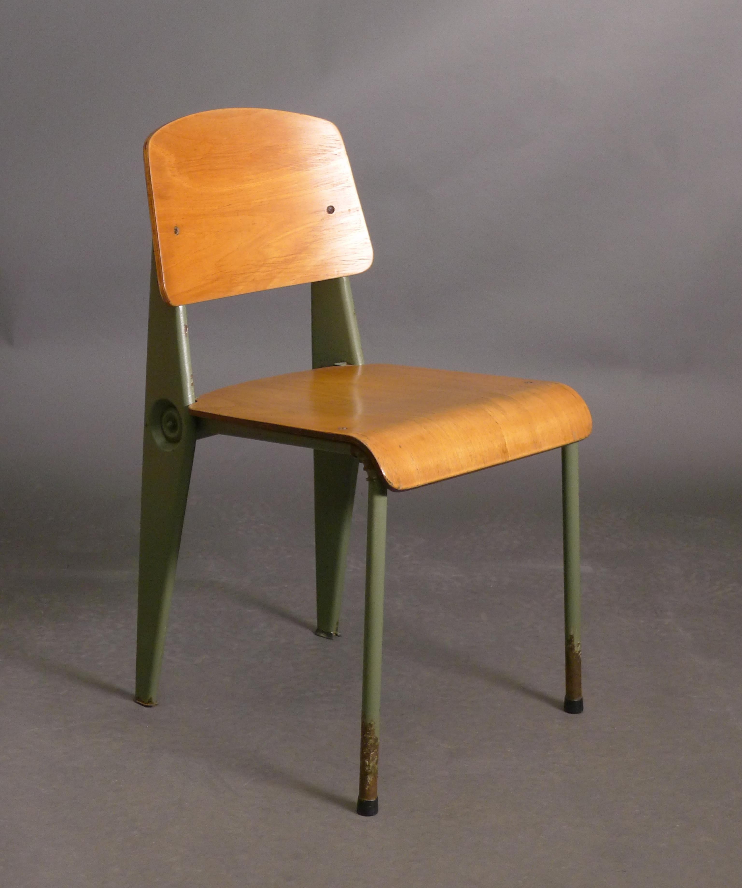 Jean Prouvé, Rare Original 'Demountable' Chair, Birch and Steel, circa 1950-2 5