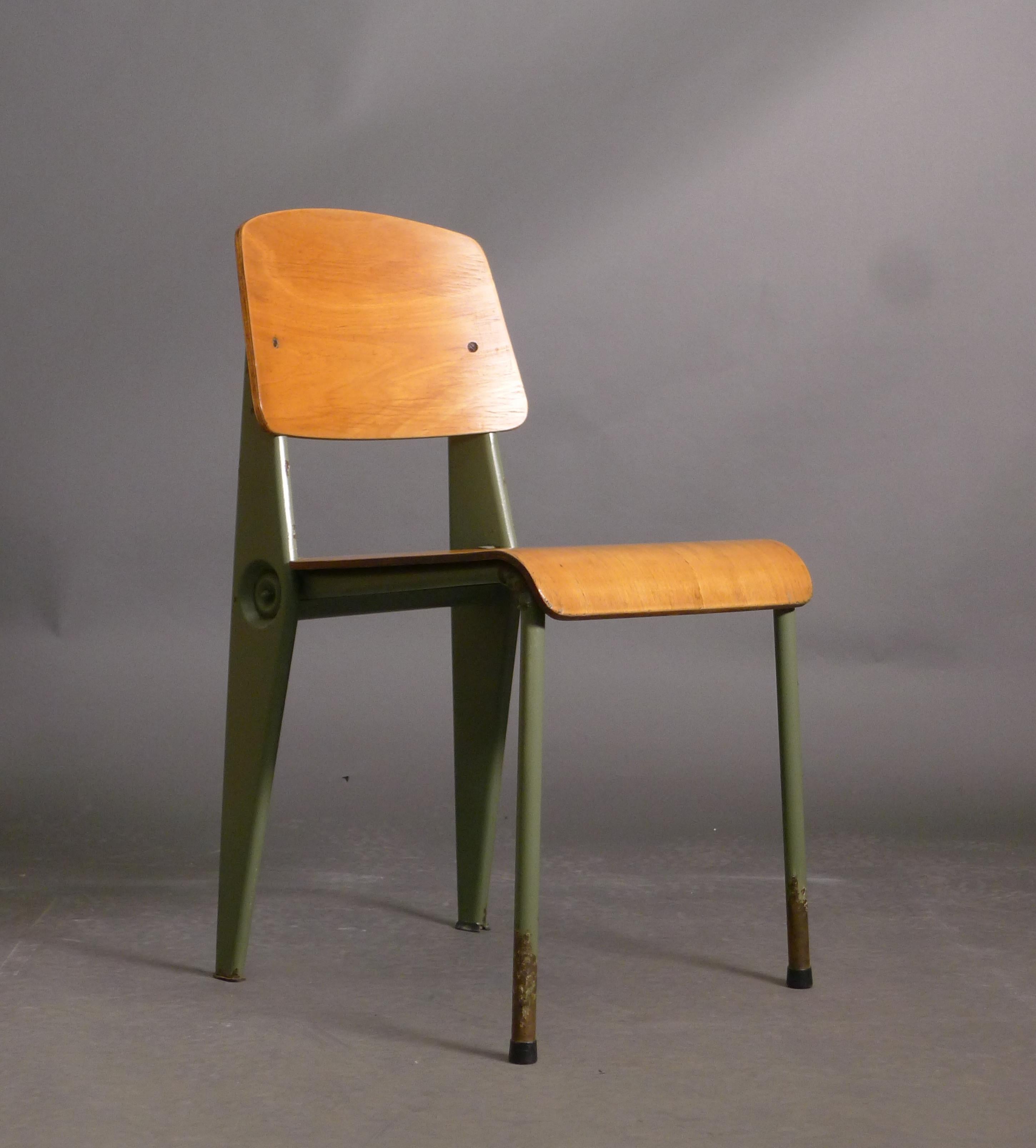 Jean Prouvé, Rare Original 'Demountable' Chair, Birch and Steel, circa 1950-2 6