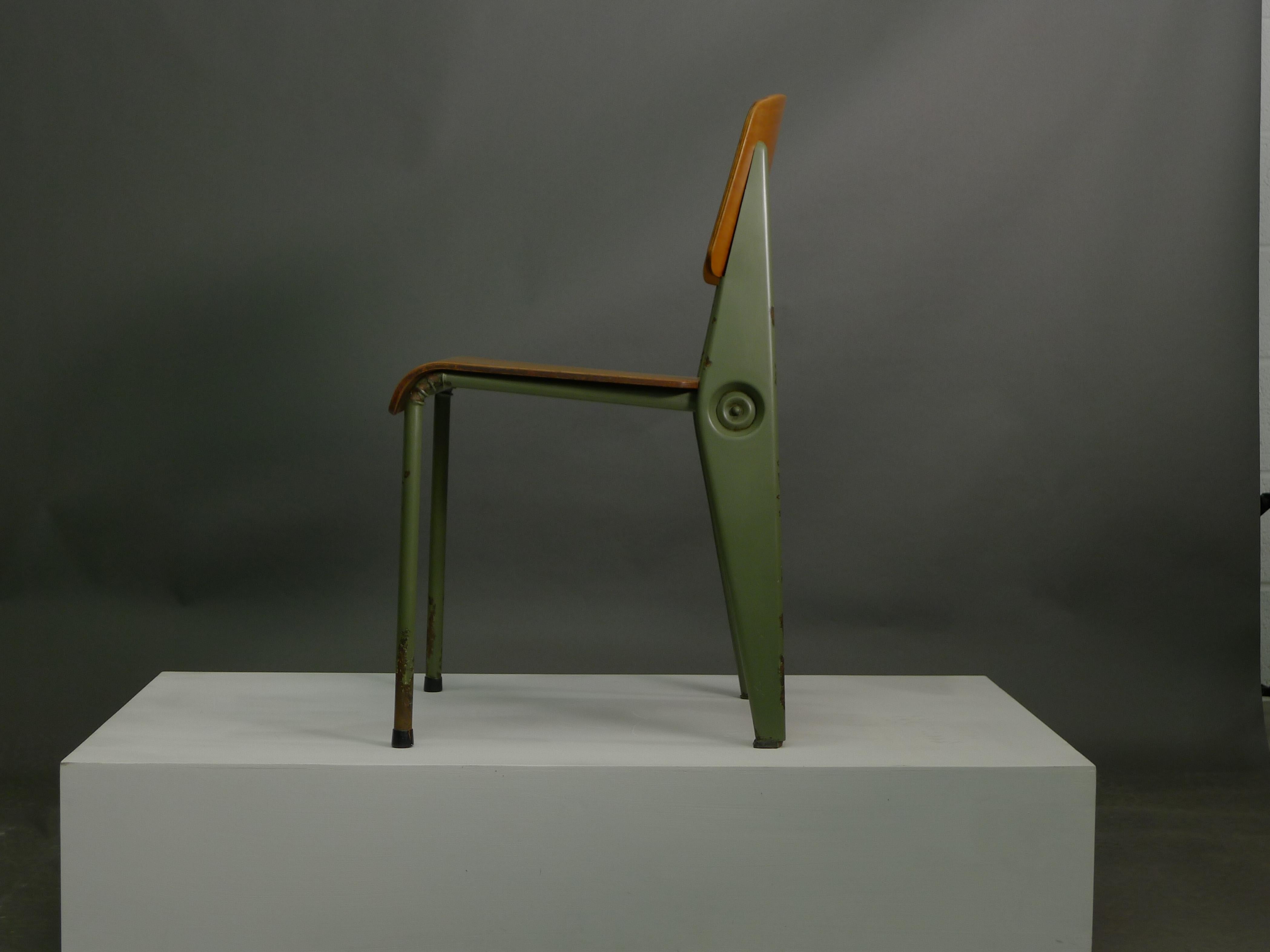 Mid-20th Century Jean Prouvé, Rare Original 'Demountable' Chair, Birch and Steel, circa 1950-2