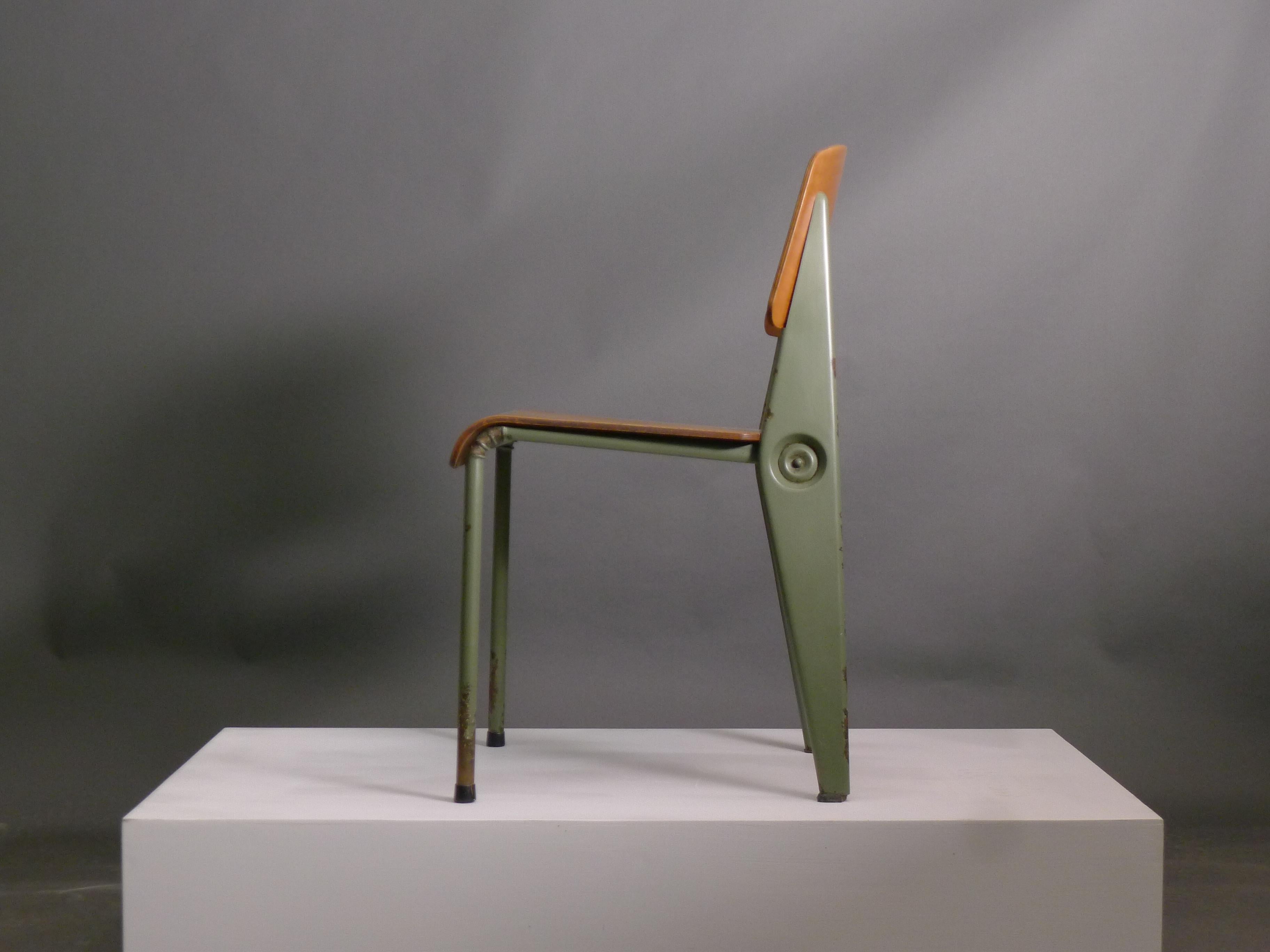 Jean Prouvé, Rare Original 'Demountable' Chair, Birch and Steel, circa 1950-2 1