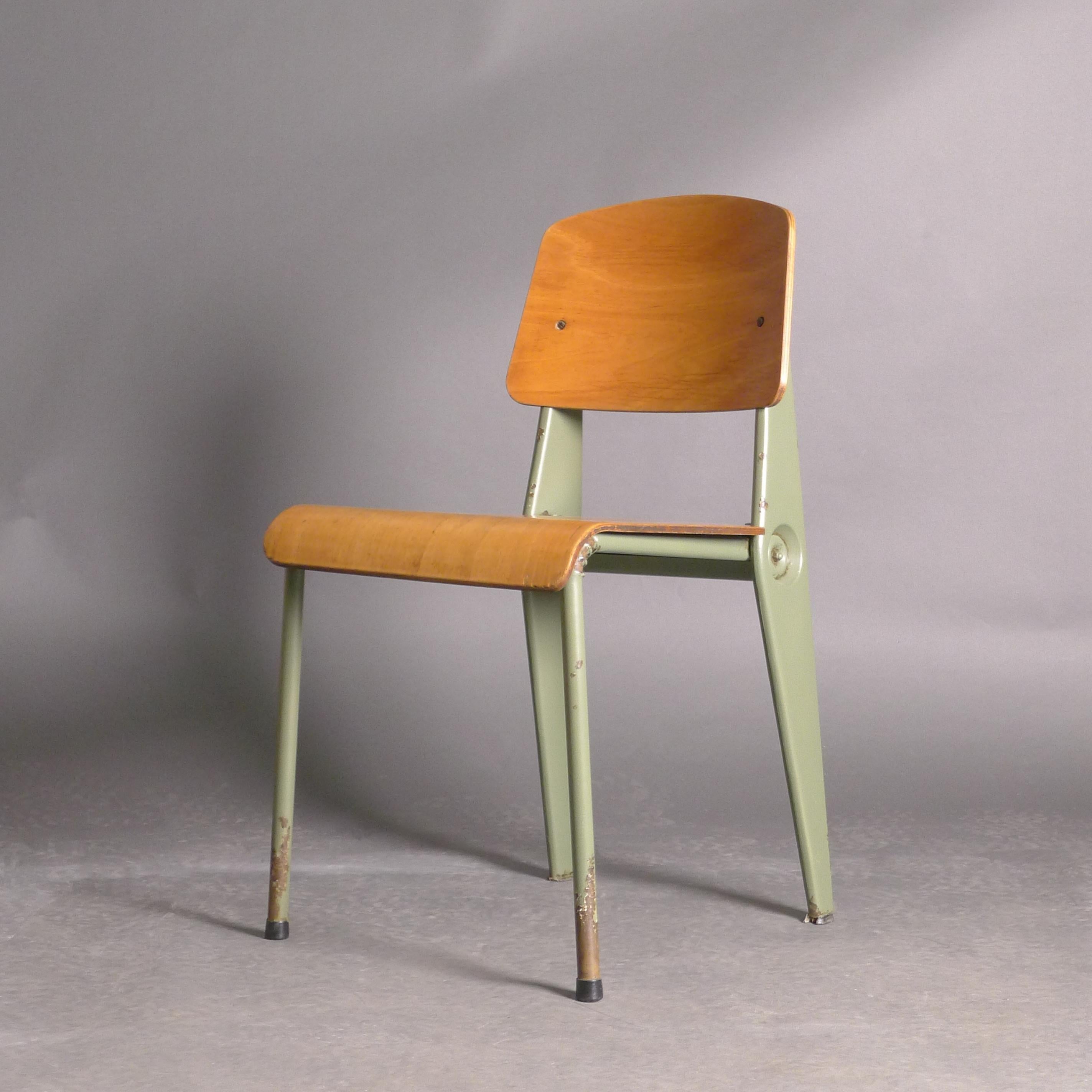 Jean Prouvé, Rare Original 'Demountable' Chair, Birch and Steel, circa 1950-2 2