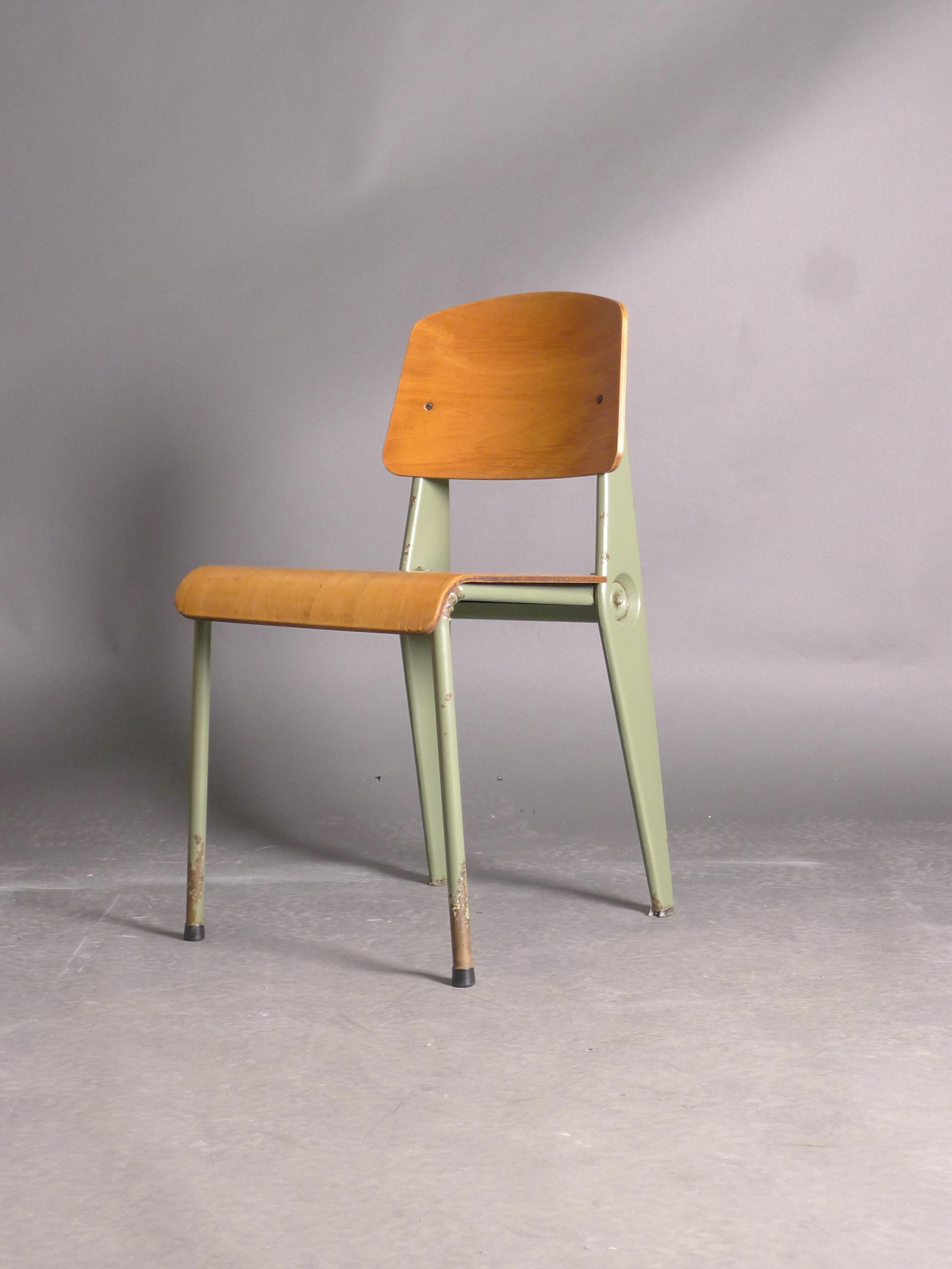 Jean Prouvé, Rare Original 'Demountable' Chair, Birch and Steel, circa 1950-2 3
