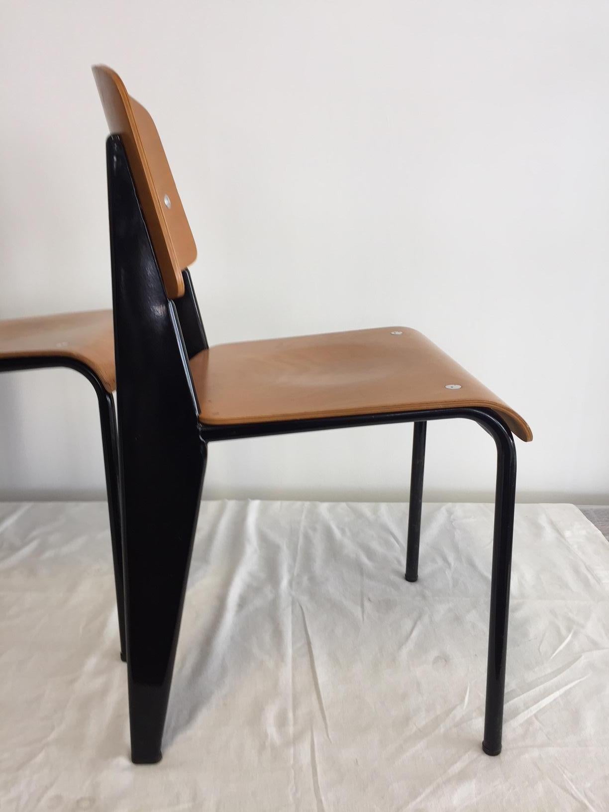 Jean Prouvé Semi-Metal No. 305 Chairs Color Black Set of 4 4