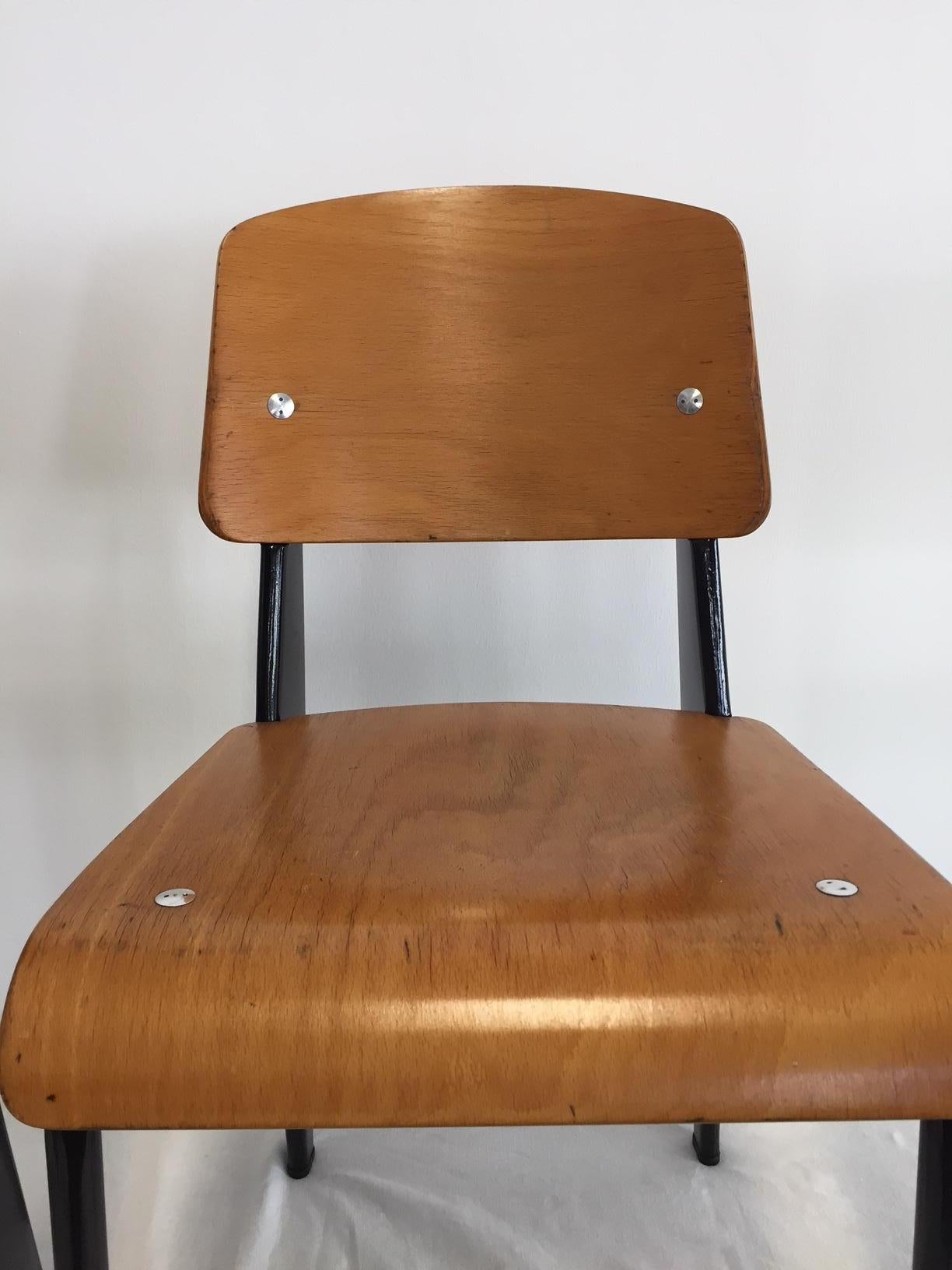 Jean Prouvé Semi-Metal No. 305 Chairs Color Black Set of 4 11