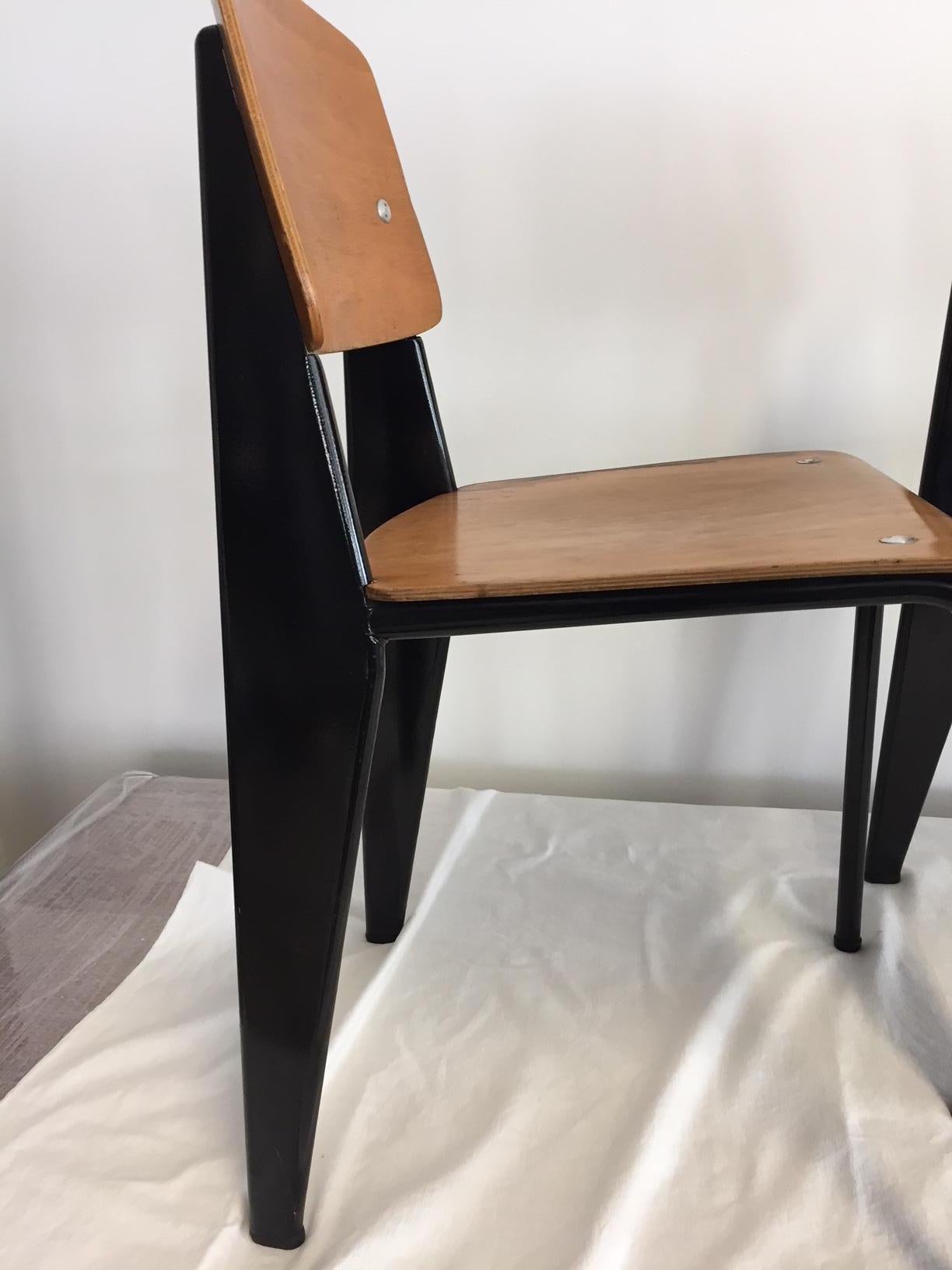 Jean Prouvé Semi-Metal No. 305 Chairs Color Black Set of 4 1