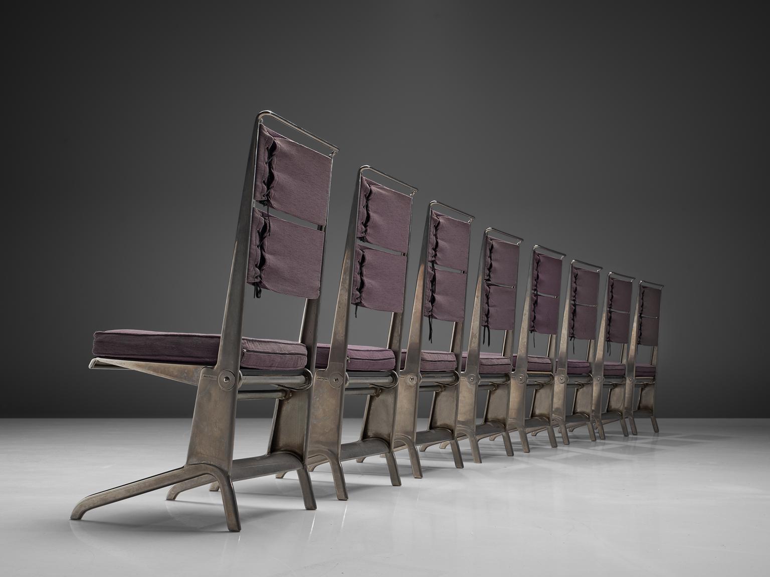French Jean Prouvé Set of Eight Reclining Chairs