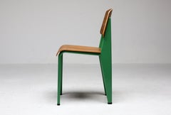 Jean Prouvé Standard Chair, Blé Vert Green and Walnut