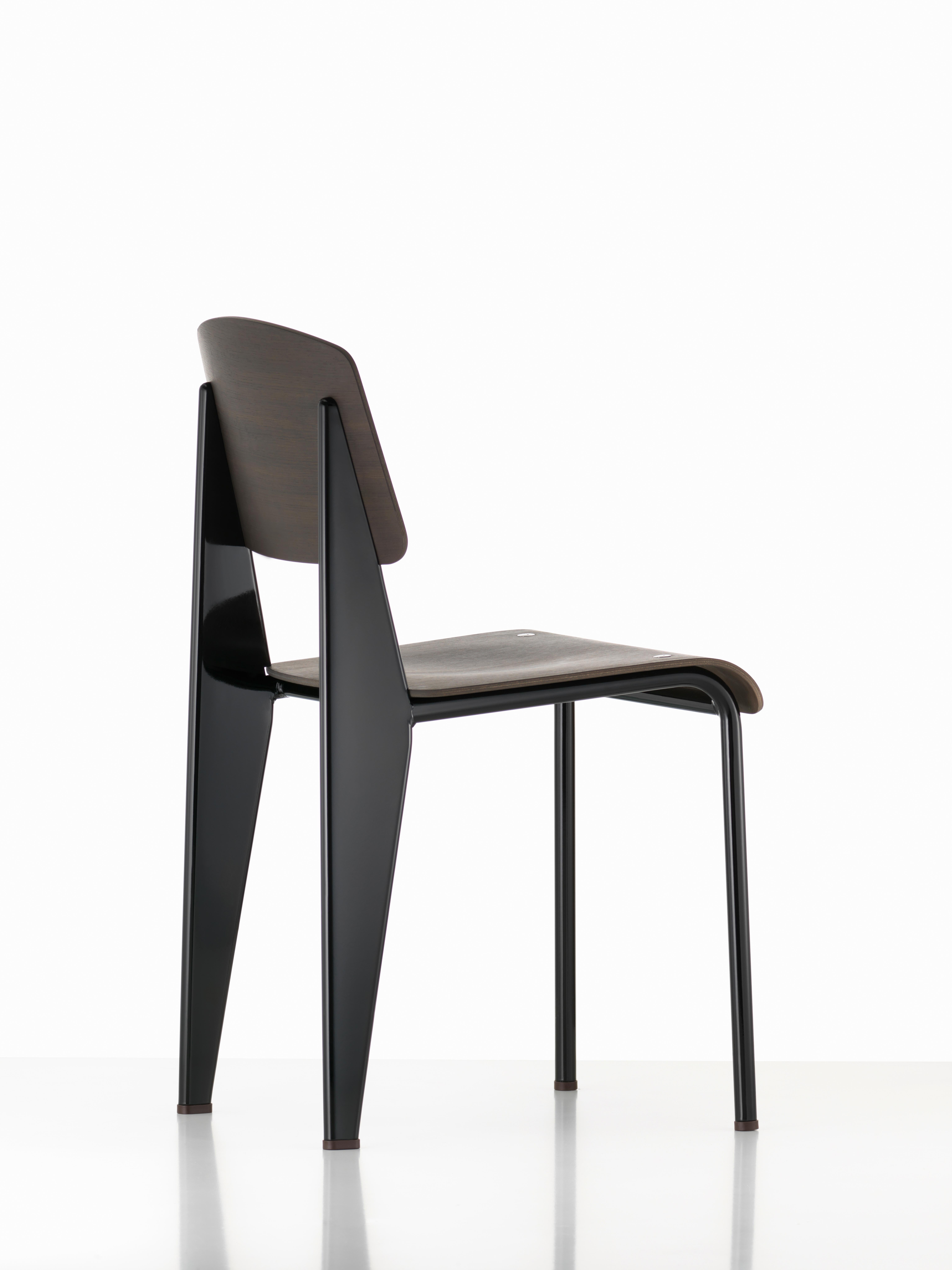 Mid-Century Modern Jean Prouvé Standard Chair in Black Tinted Walnut and Black Metal for Vitra