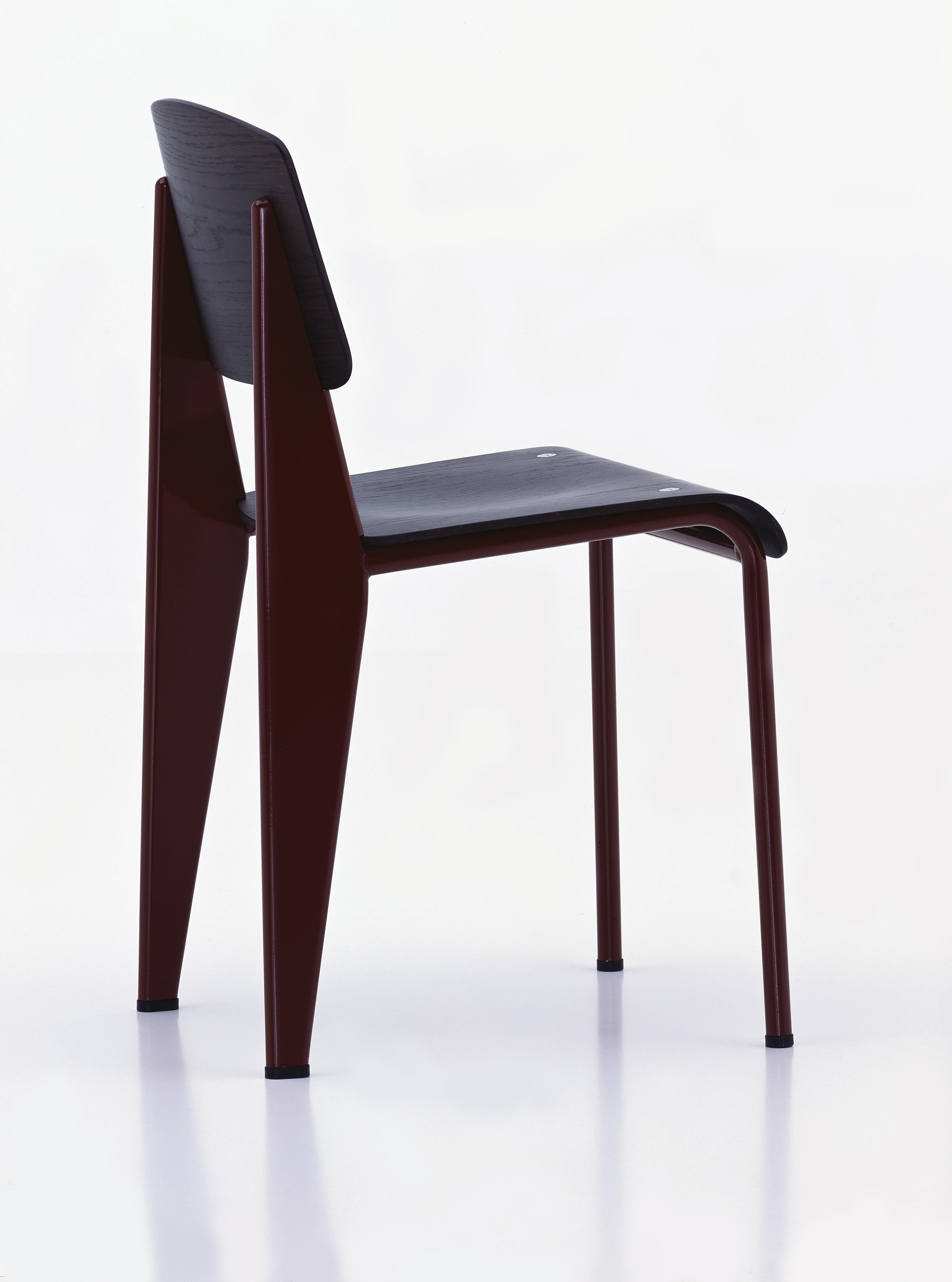 Powder-Coated Jean Prouvé Standard Chair in Dark Oak and Black Metal for Vitra