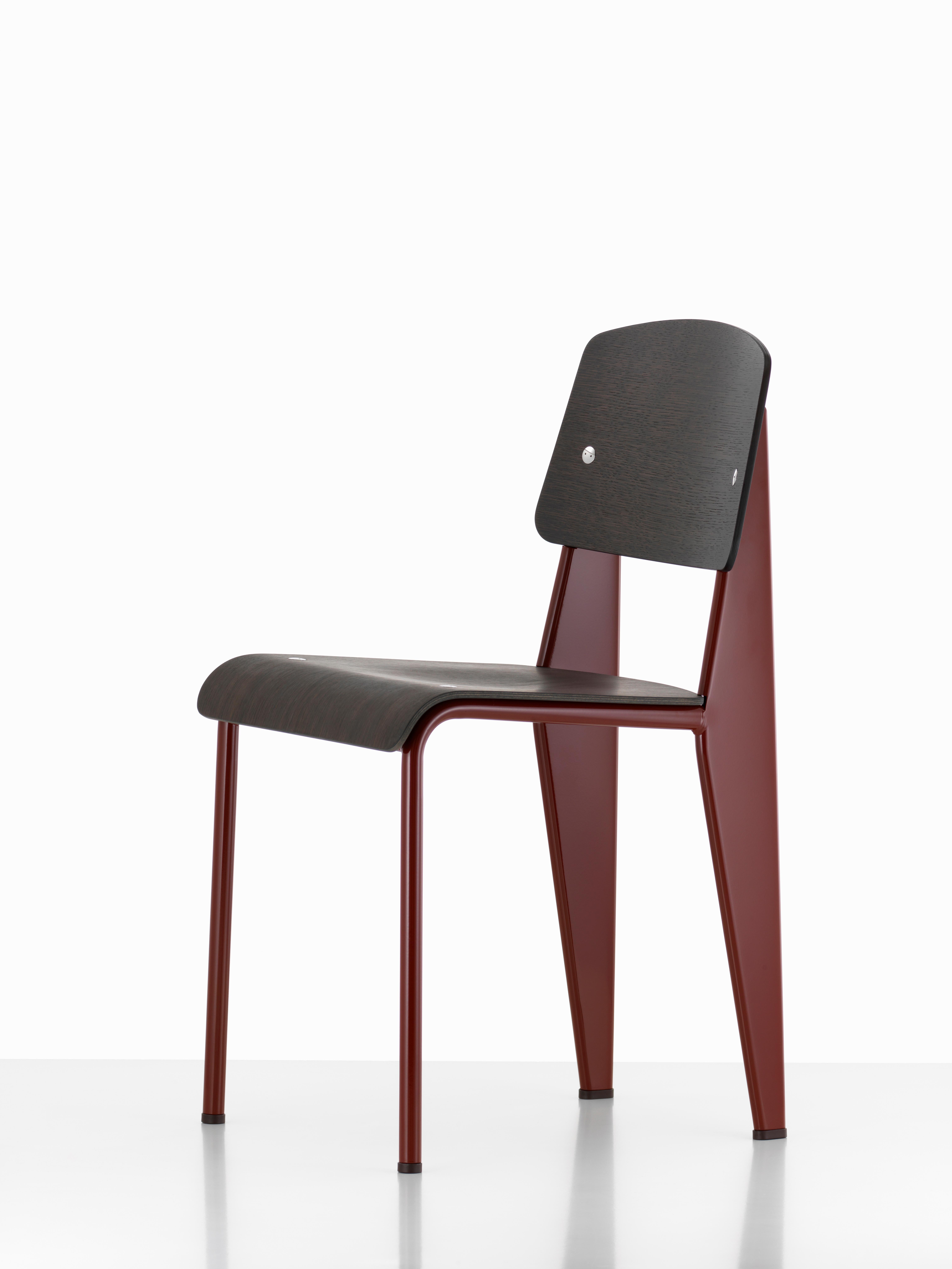 Jean Prouvé Standard Chair in Dark Oak and Ecru White Metal for Vitra 1