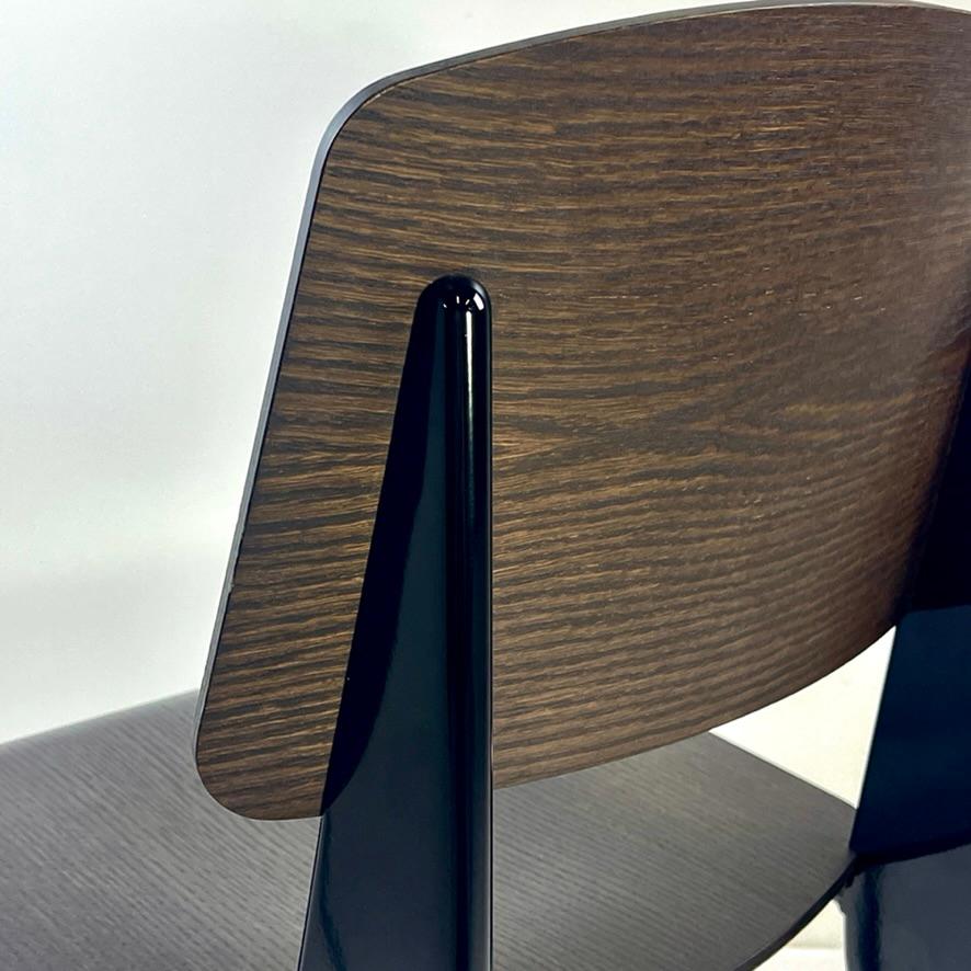 Jean Prouvé Standard Chair in Dark Oak w Deep Black Powder Coated Steel Vitra In Excellent Condition In Hudson, NY