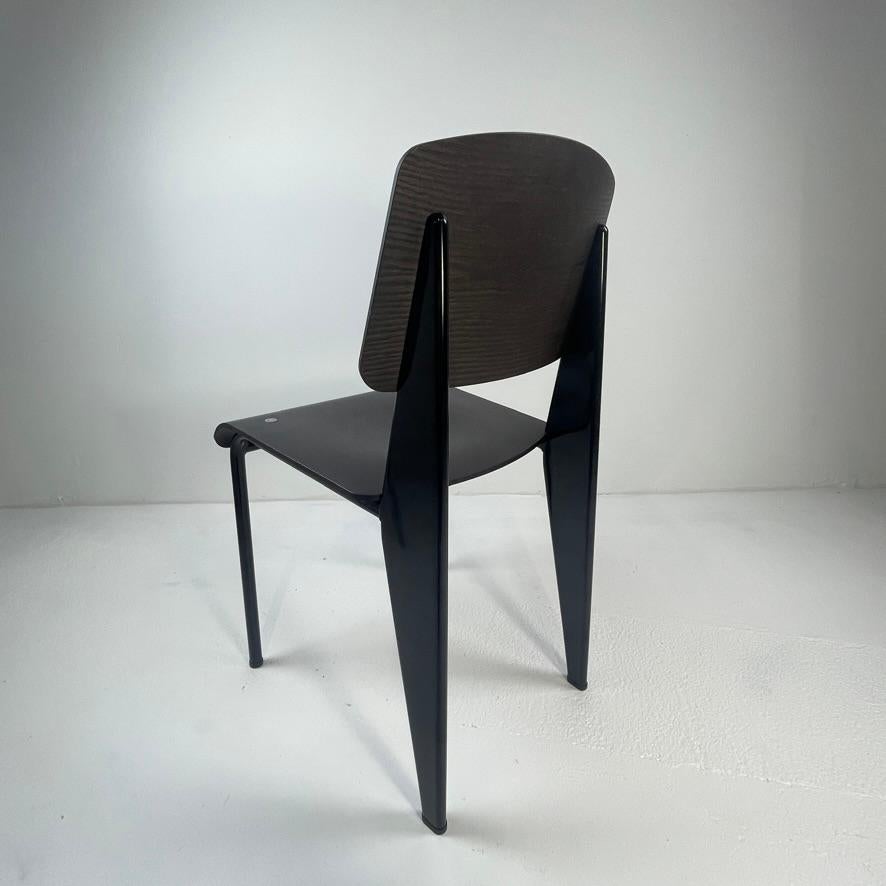 Contemporary Jean Prouvé Standard Chair in Dark Oak w Deep Black Powder Coated Steel Vitra