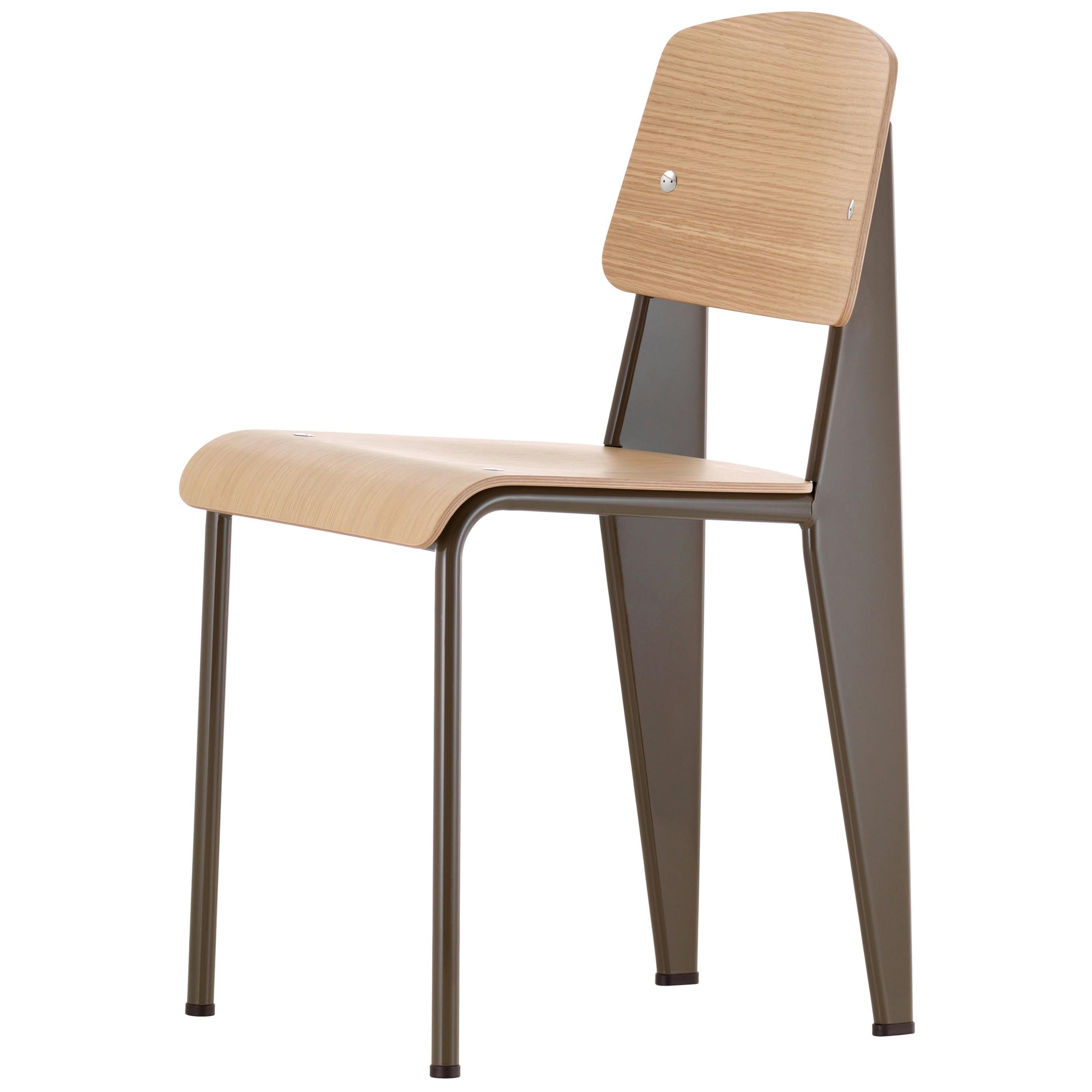 Jean Prouvé Standard Chair in Natural Oak and Brown Metal for Vitra