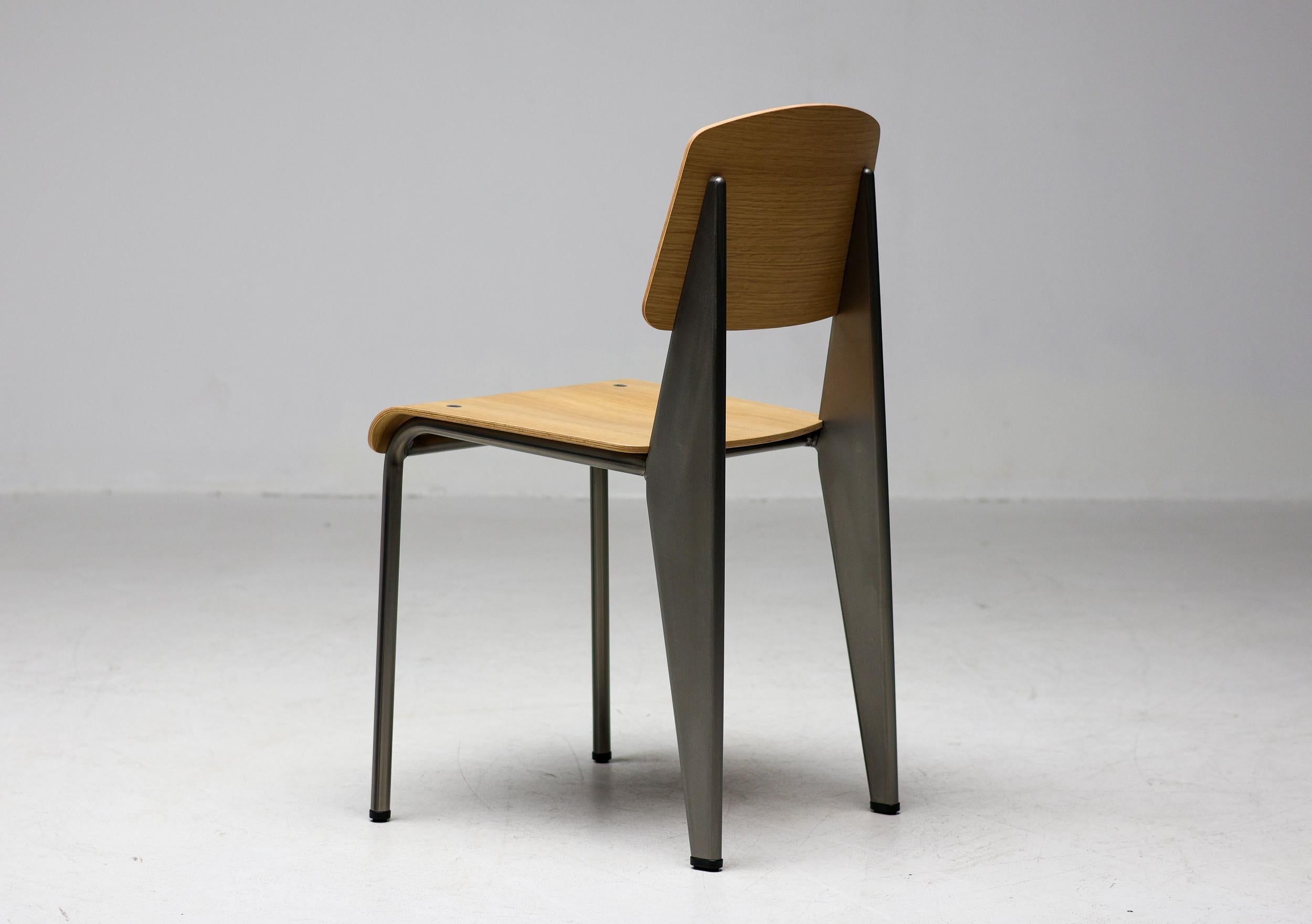 Industrial Jean Prouvé Standard Chair Limited RAW Steel and Natural Oak by Vitra