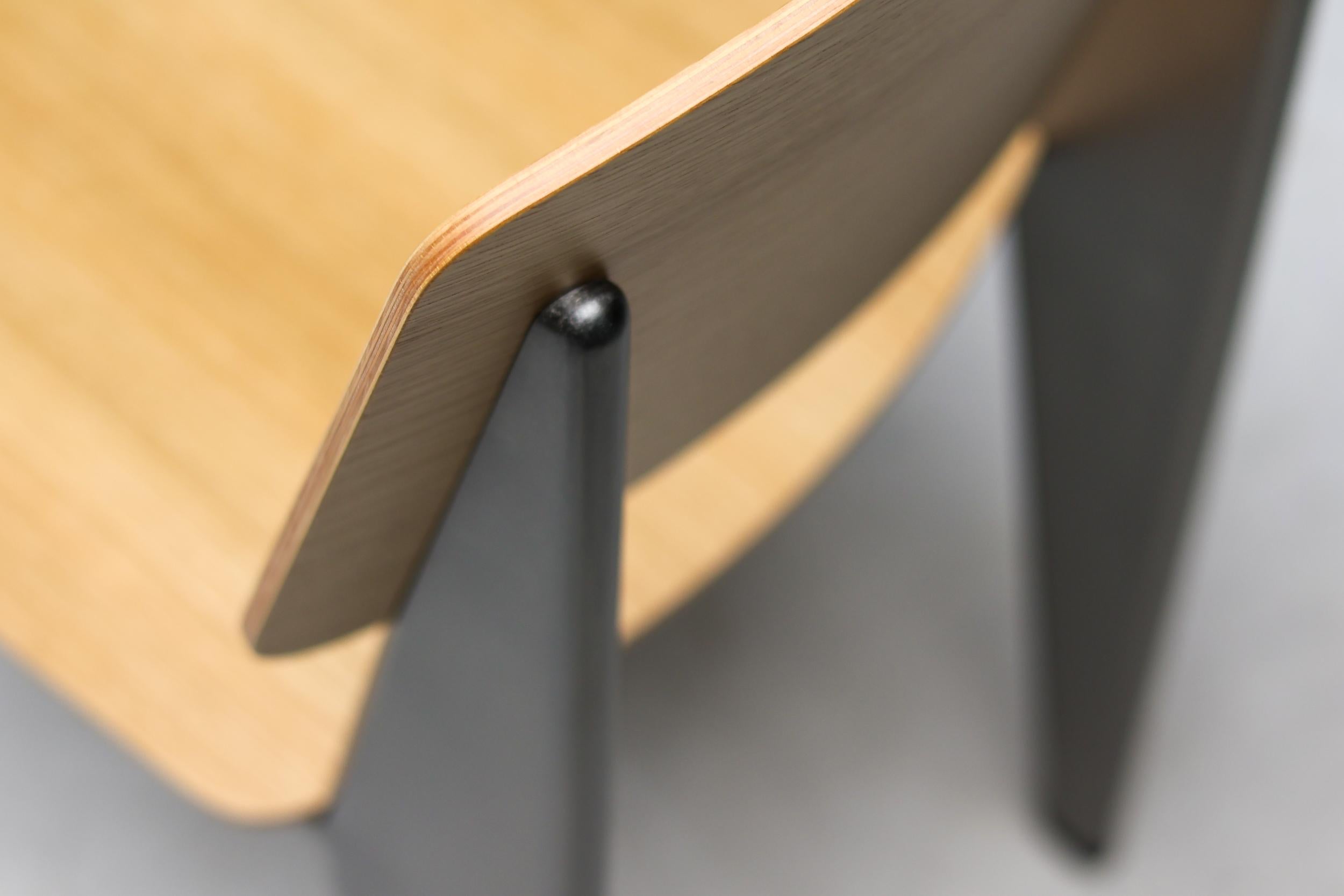 French Jean Prouvé Standard Chair Limited RAW Steel and Natural Oak by Vitra
