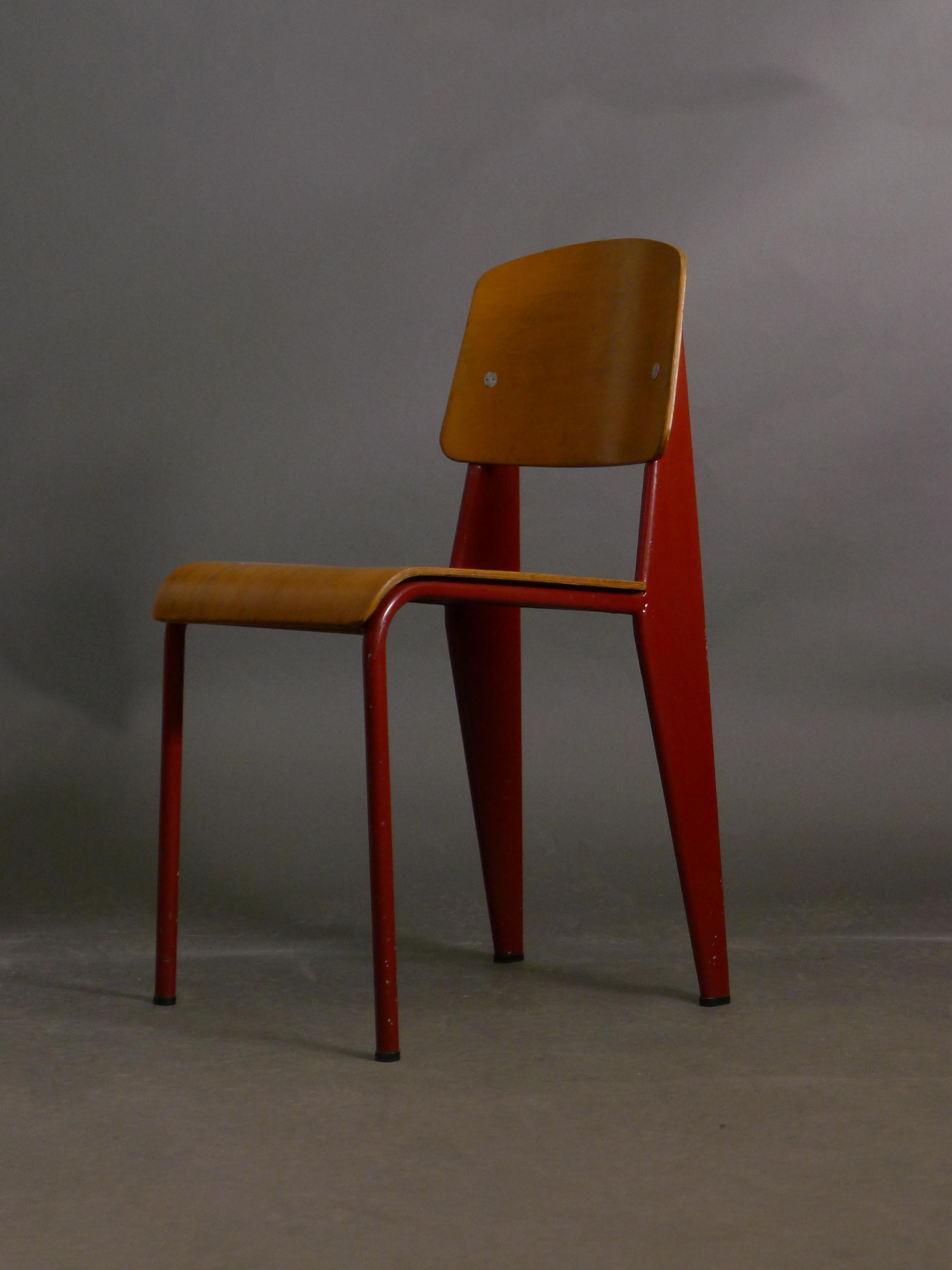 French Jean Prouvé, Standard Chair, Metropole No.305, 1950s Original