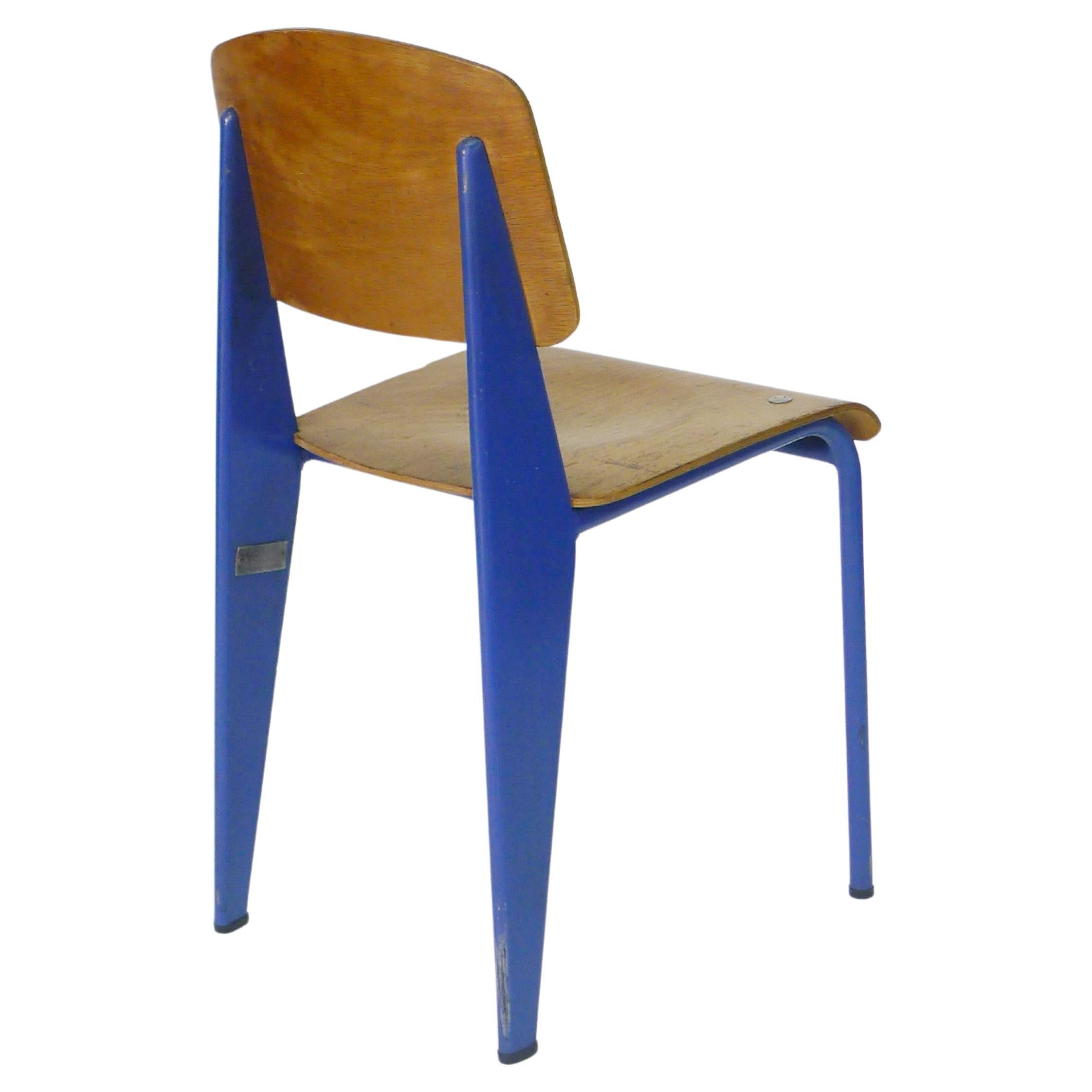 Jean Prouvé, Standard Chair, model 305, from the CEA Building at Marcoule which was a pioneering nuclear facility in France

Blue painted steel structure with plywood back and dished seat, manufactured by the Ateliers Jean Prouvé in Nancy, France,
