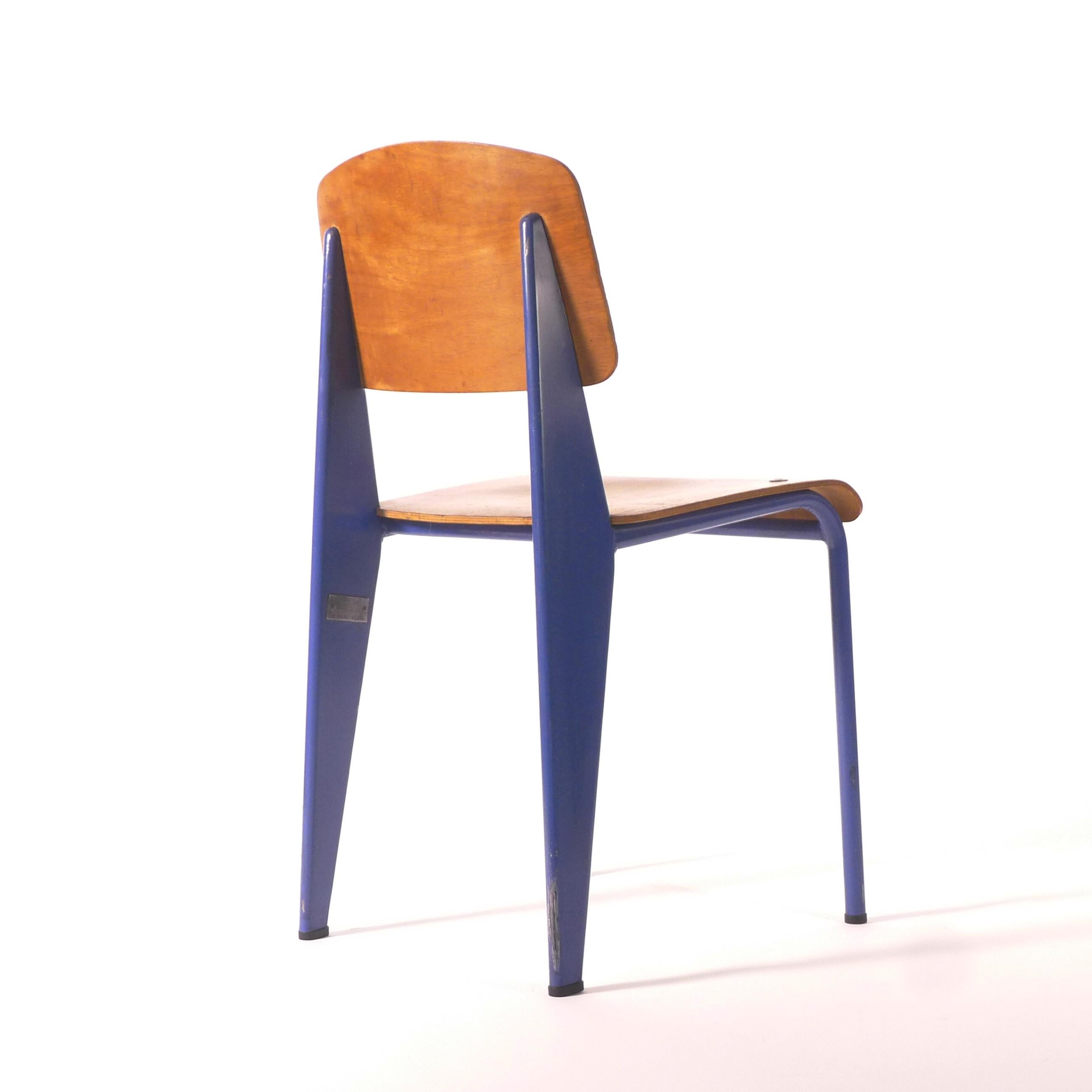 Steel Jean Prouvé, Standard Chair, model 305, from the CEA, Marcoule, authentic c.1954