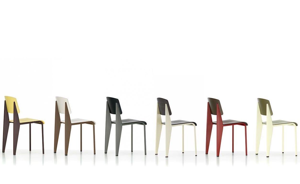 Contemporary Jean Prouvé Standard Chair SP in Teak Brown and Red for Vitra