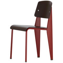 Jean Prouvé Standard Chair SP in Teak Brown and Red for Vitra