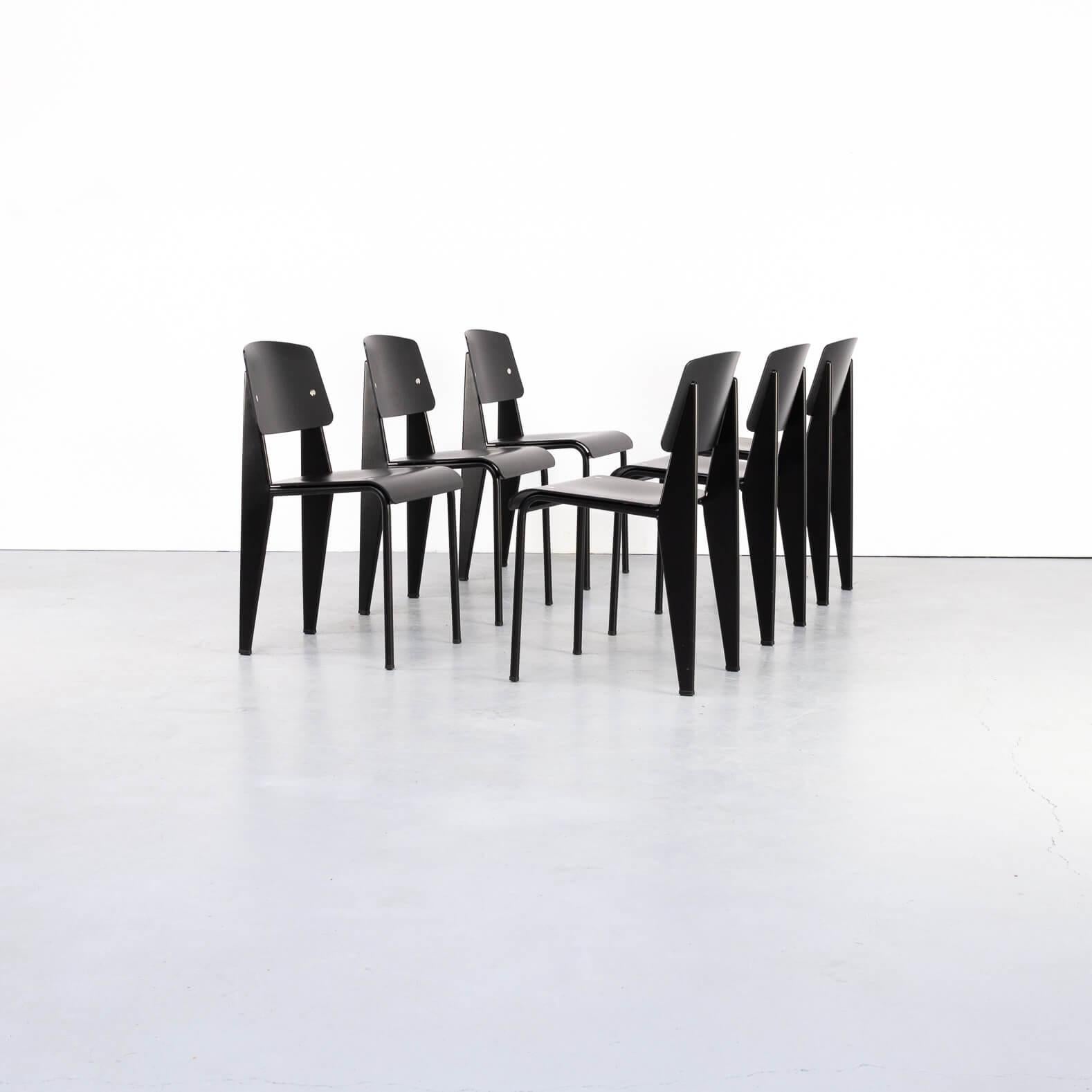 Post-Modern Jean Prouvé ‘Standard-SP’ Dining Chair for Vitra, Set/6 For Sale