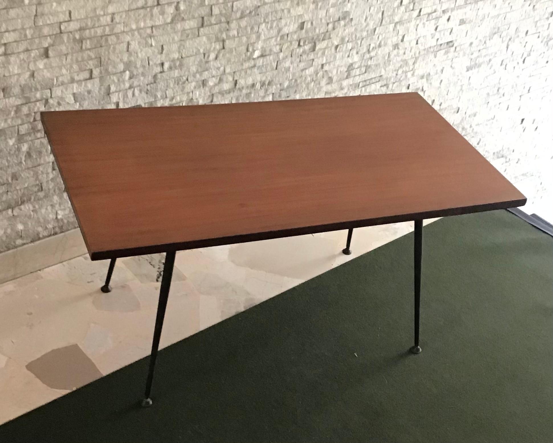 Mid-20th Century Jean Prouvé “Stile“ Coffee Table Wood Brass Painted Steel 1954 France For Sale