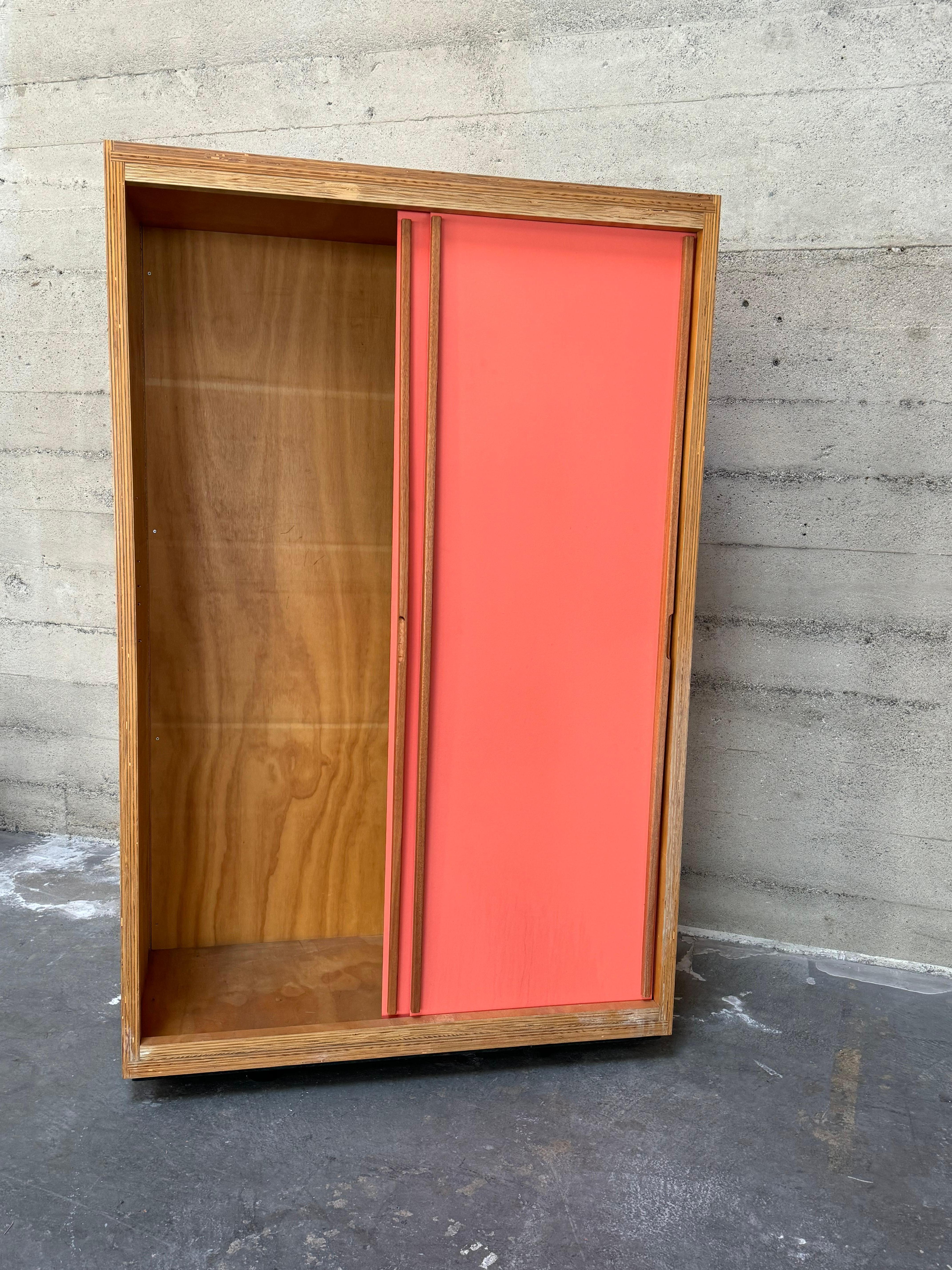 Mid-Century Modern Jean Prouve Style Cabinet with Sliding Doors #2 For Sale