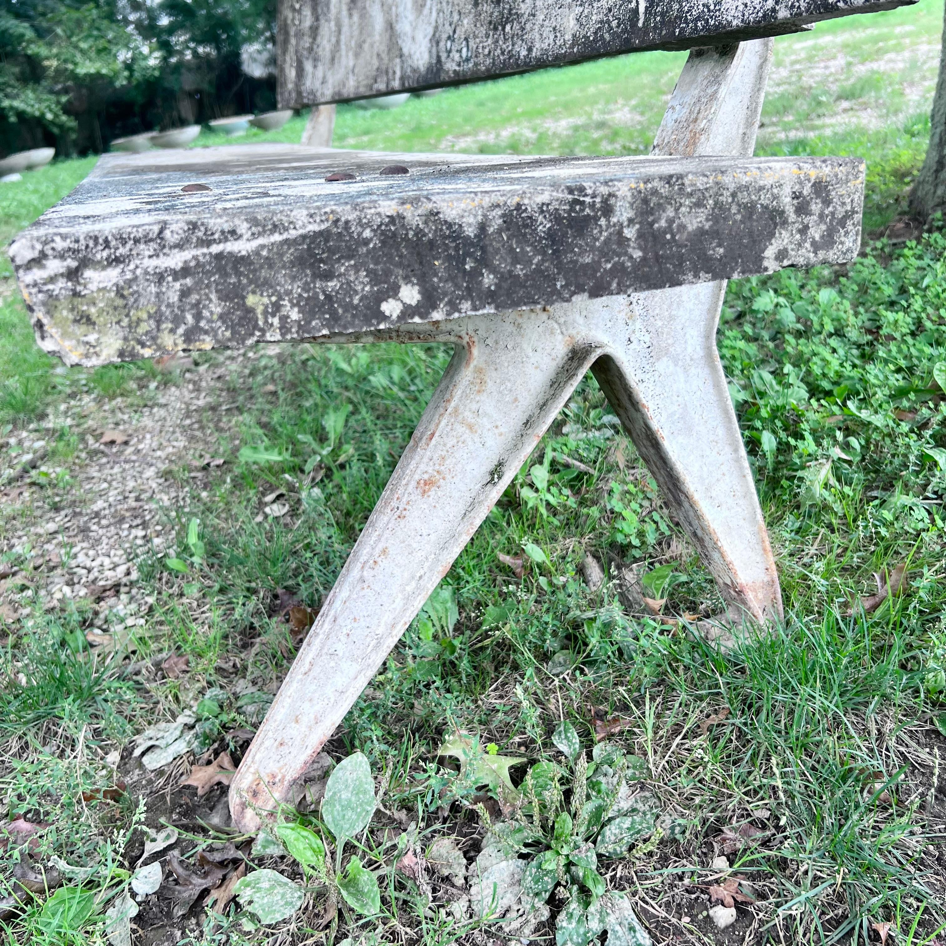 French Jean Prouvé Style Concrete Bench, 1950s France For Sale